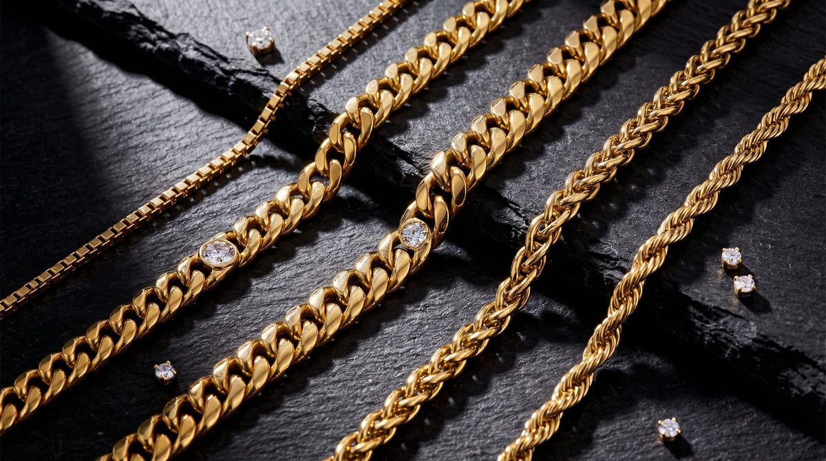 24k gold chain men's editorial image