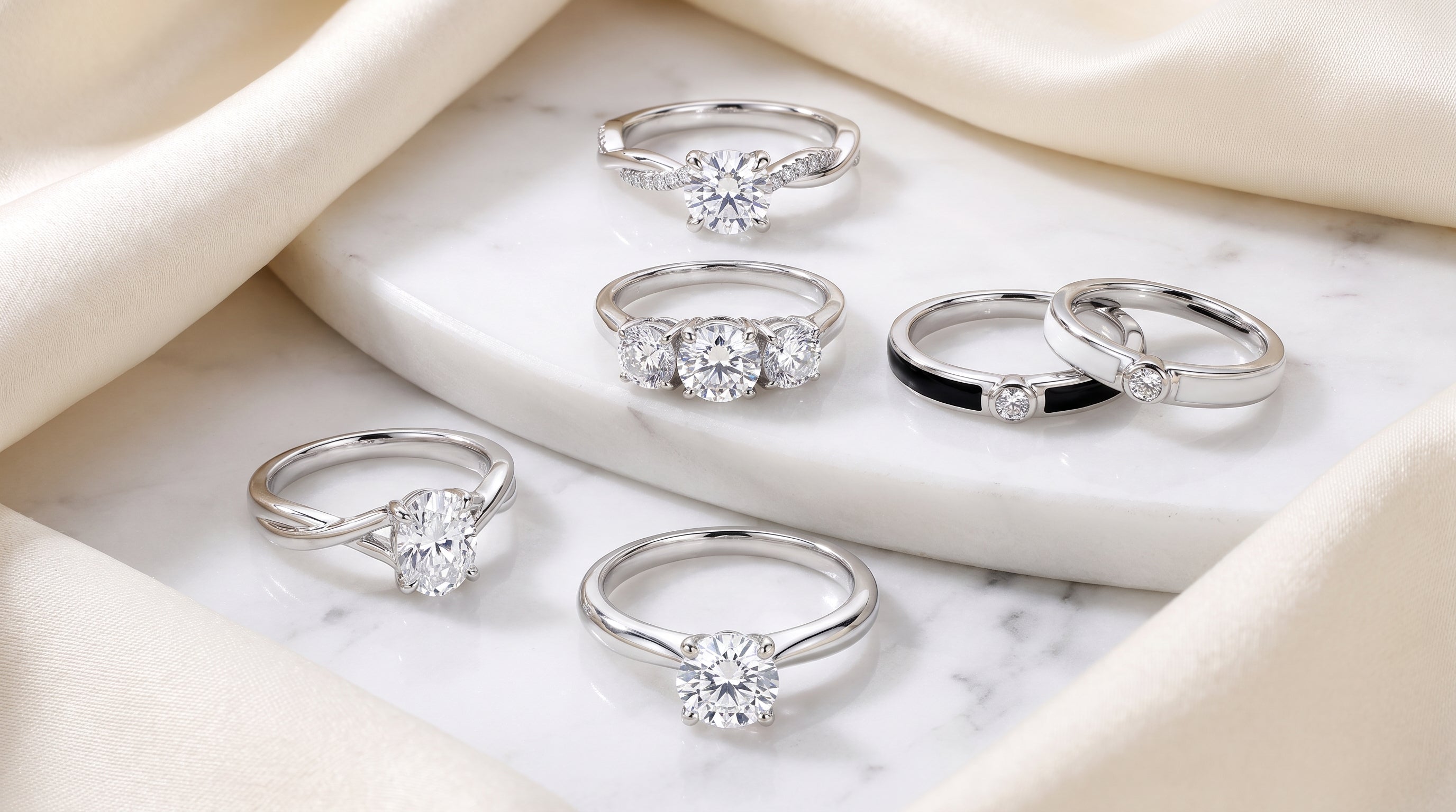 925 sterling silver moissanite engagement rings editorial image