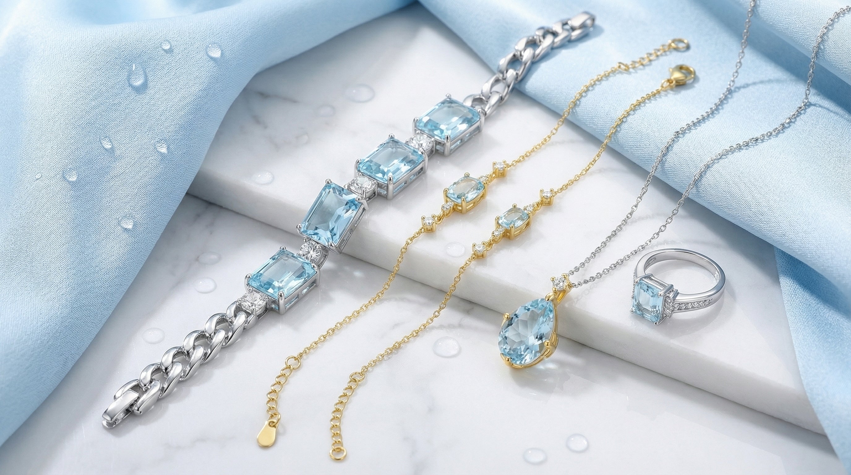 aquamarine men's bracelet - hero image