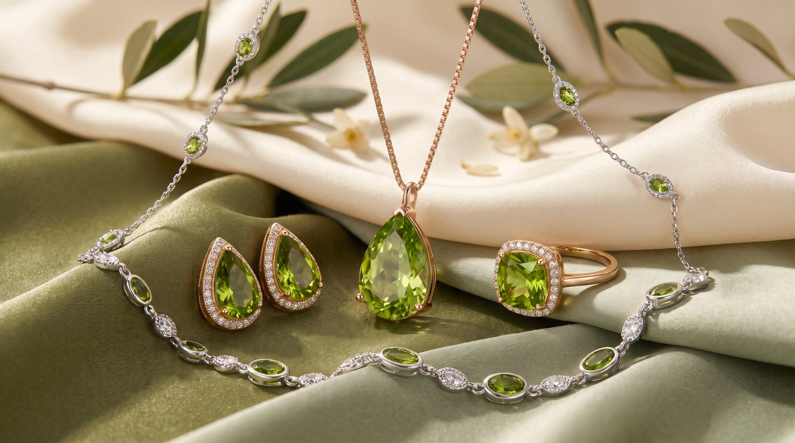august birthstone jewelry editorial image
