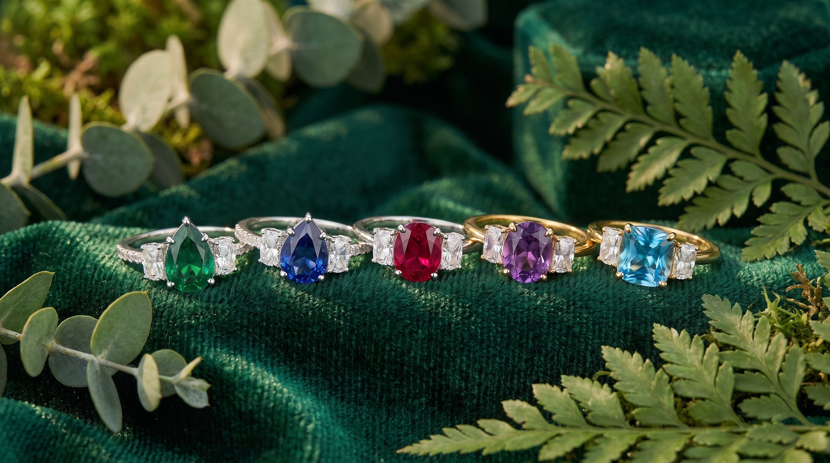 birthstone ring 3 stones editorial image