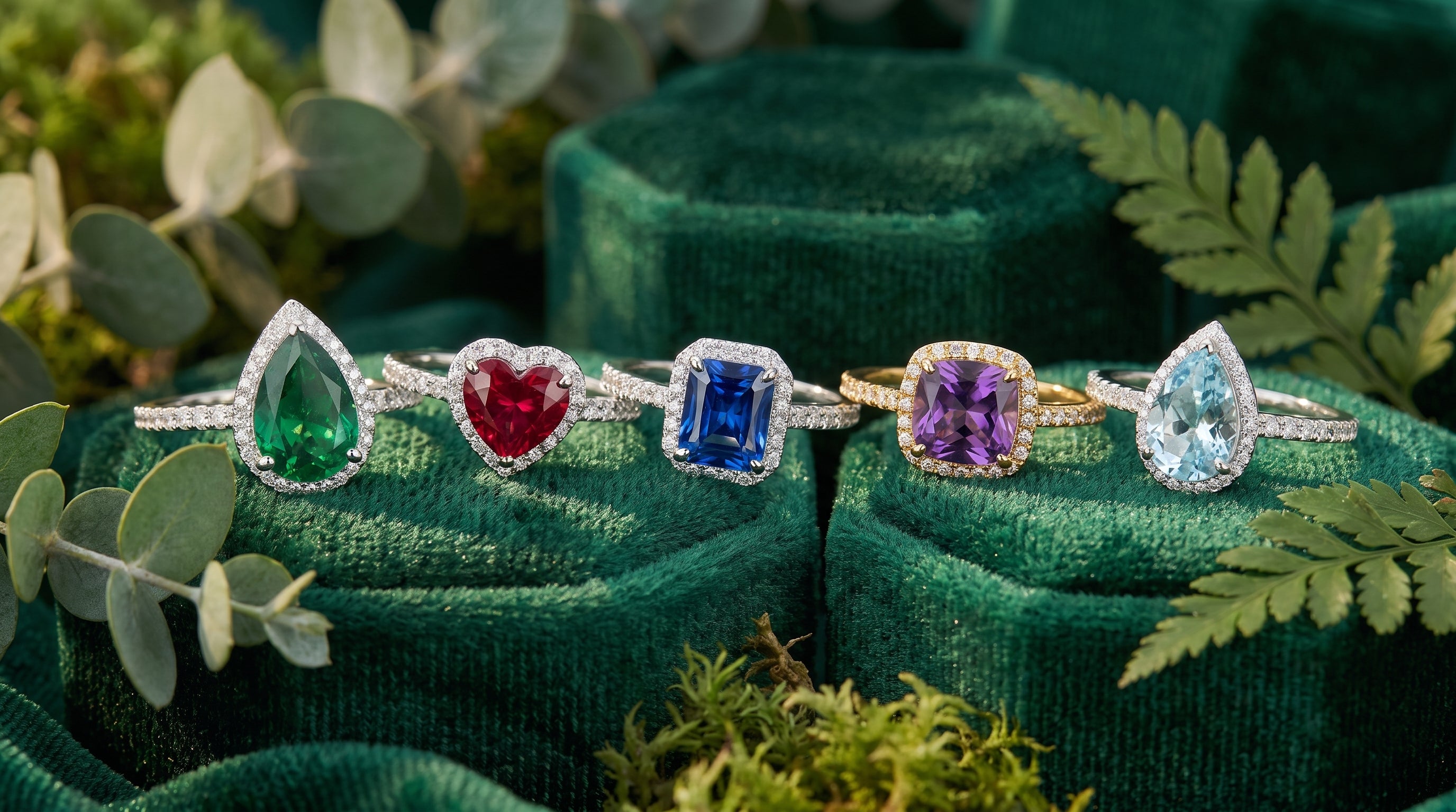birthstone rings 5 stones editorial image