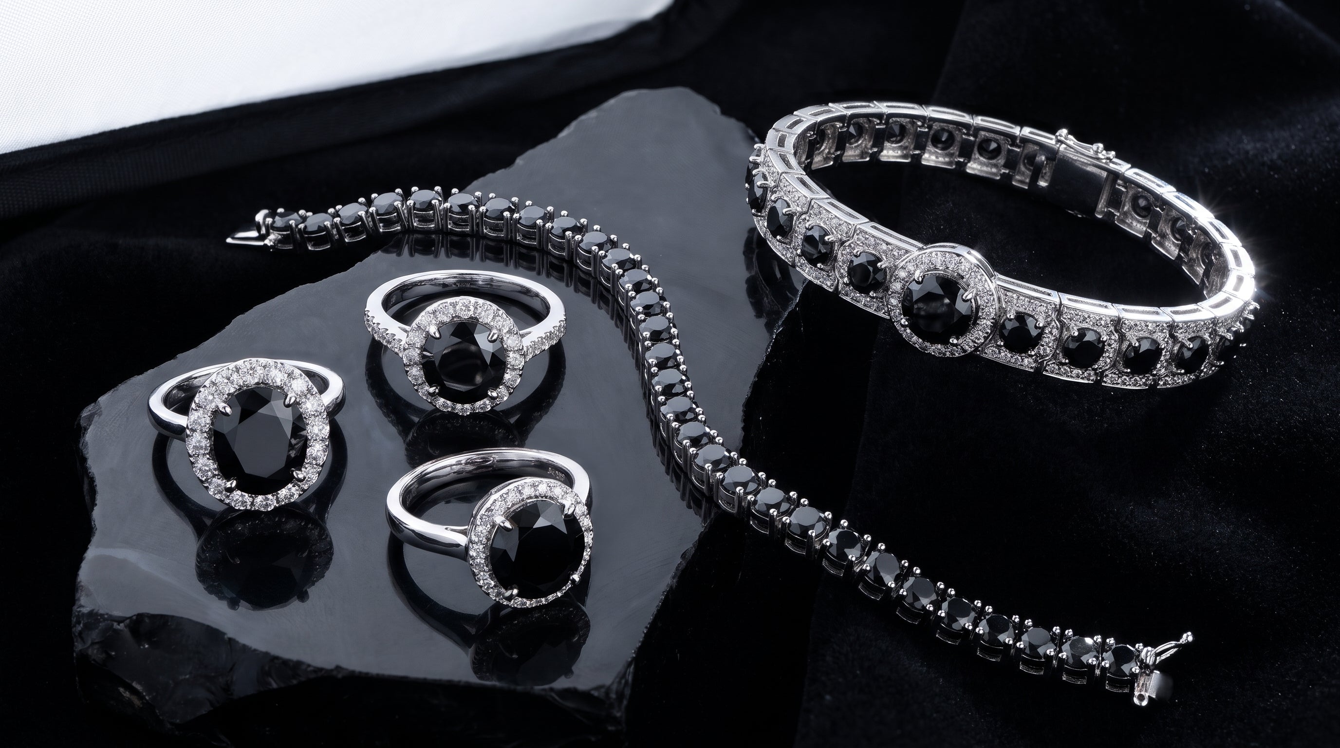 black moissanite bracelet editorial image