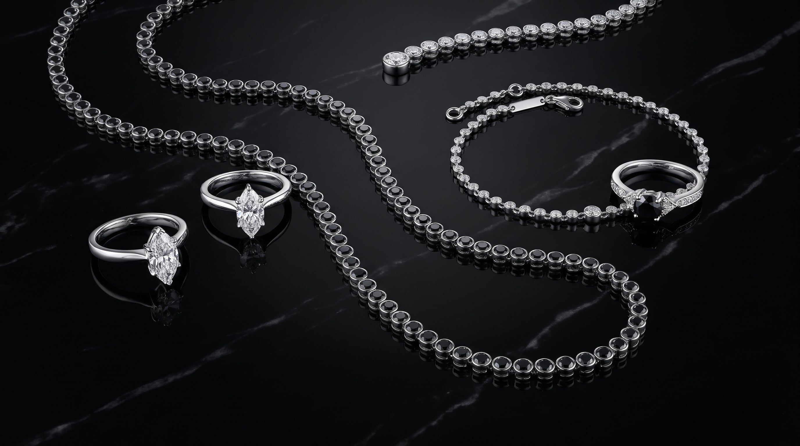 black moissanite chain editorial image