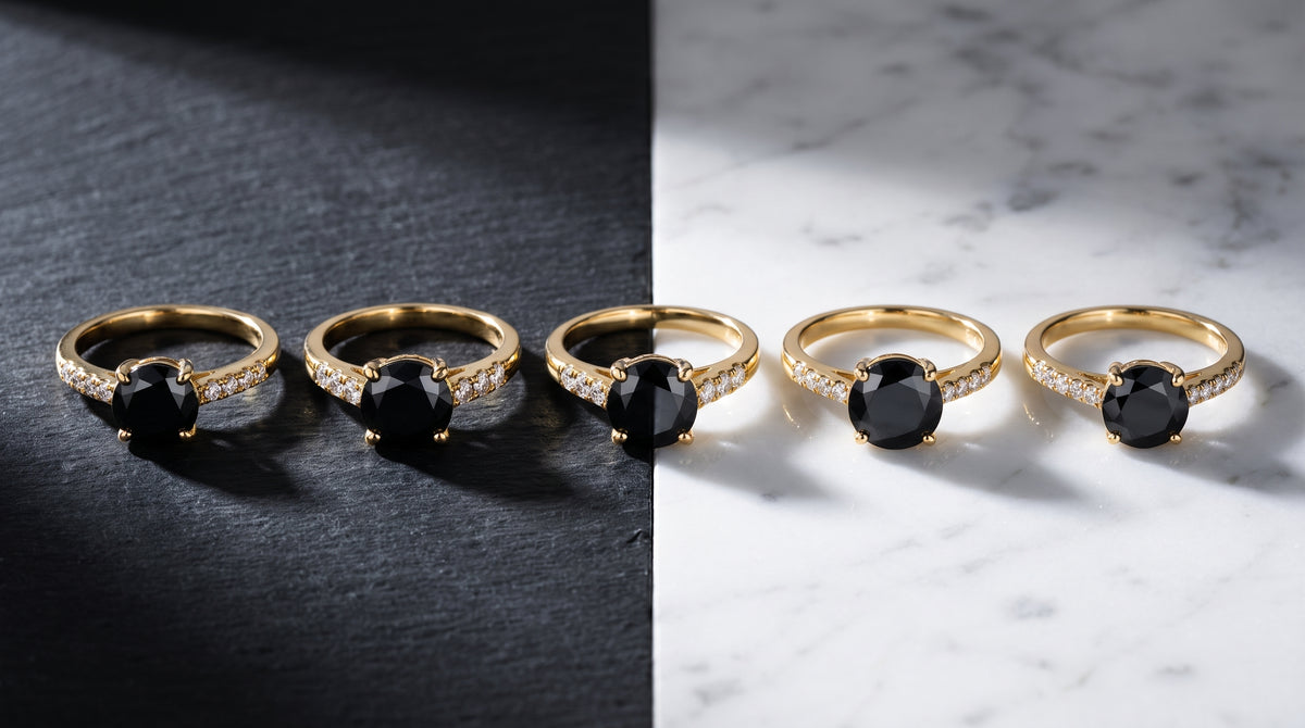 black moissanite vs black diamond editorial image