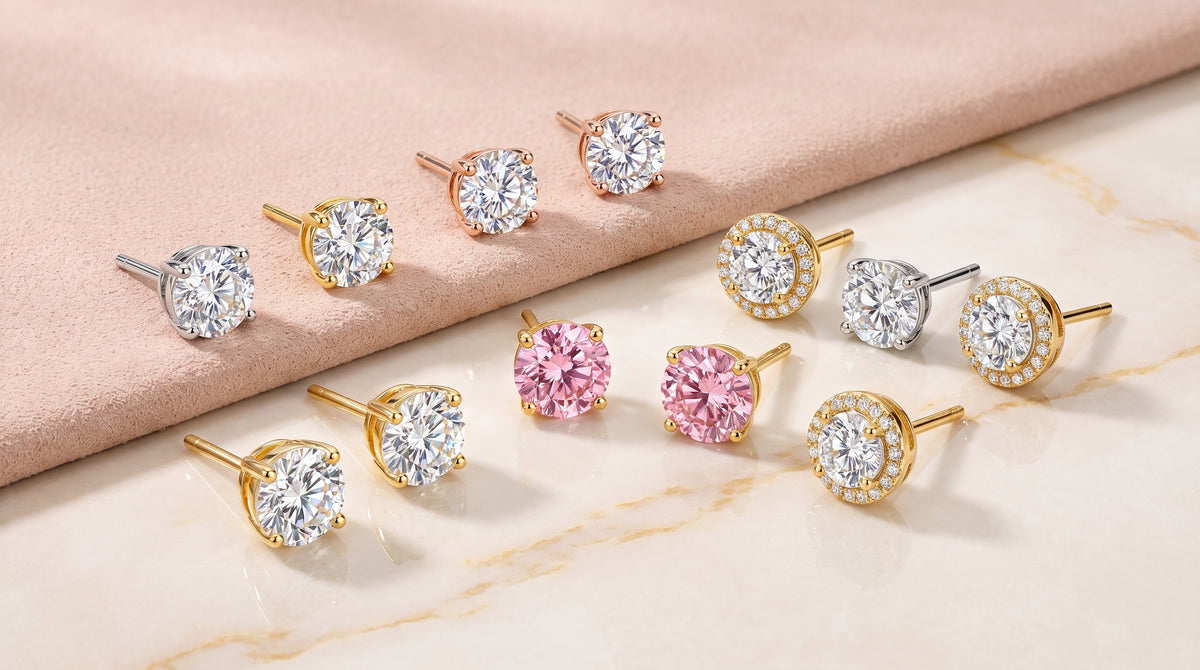 flat back stud earrings for earlobes editorial image