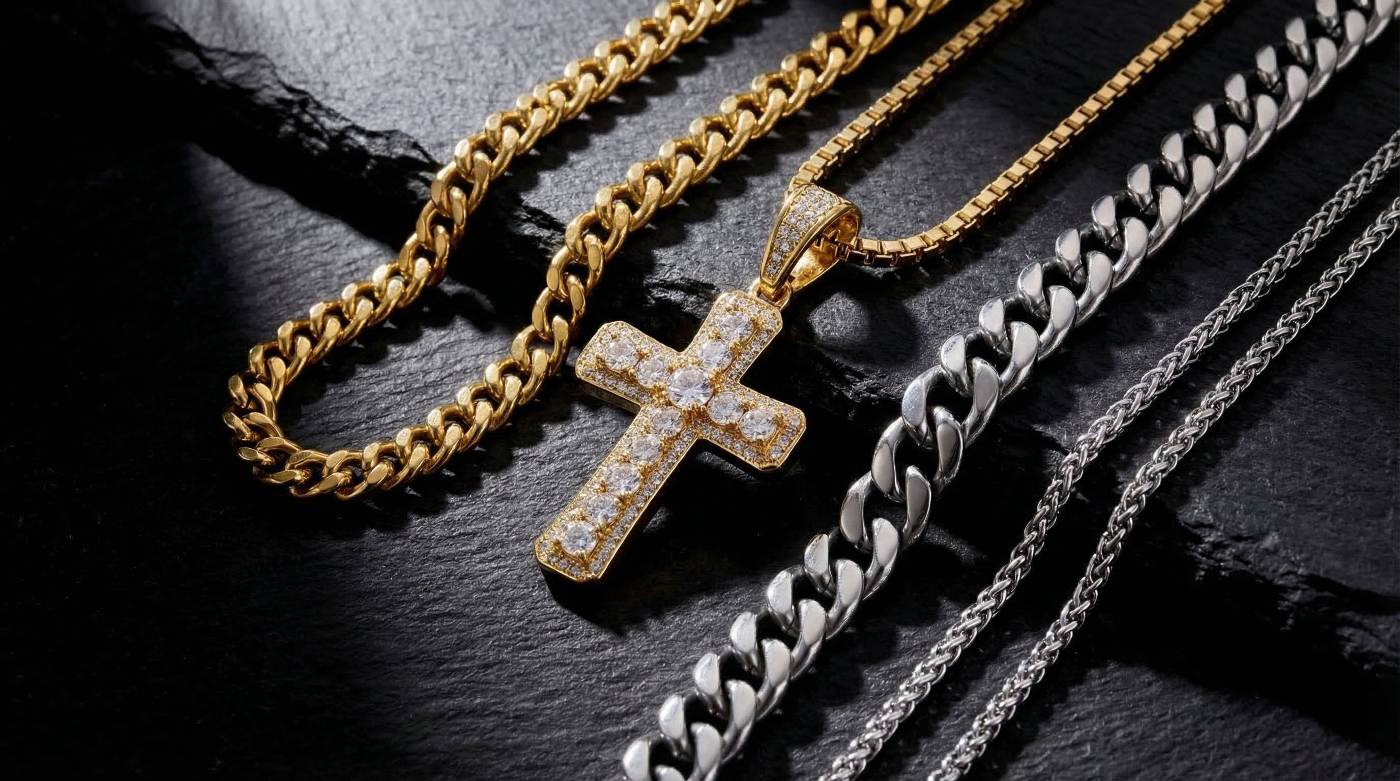 men's necklace pendants gold editorial image
