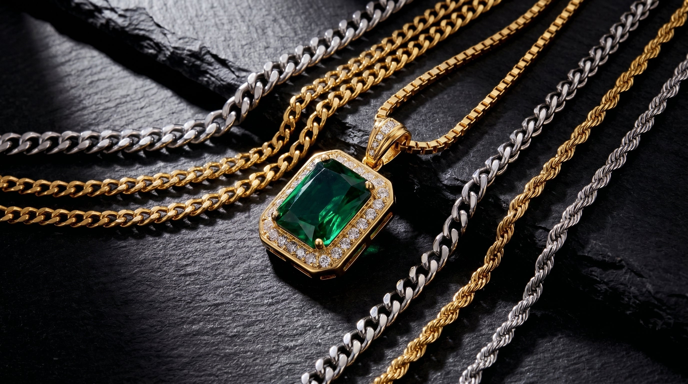 mens emerald pendant - hero image