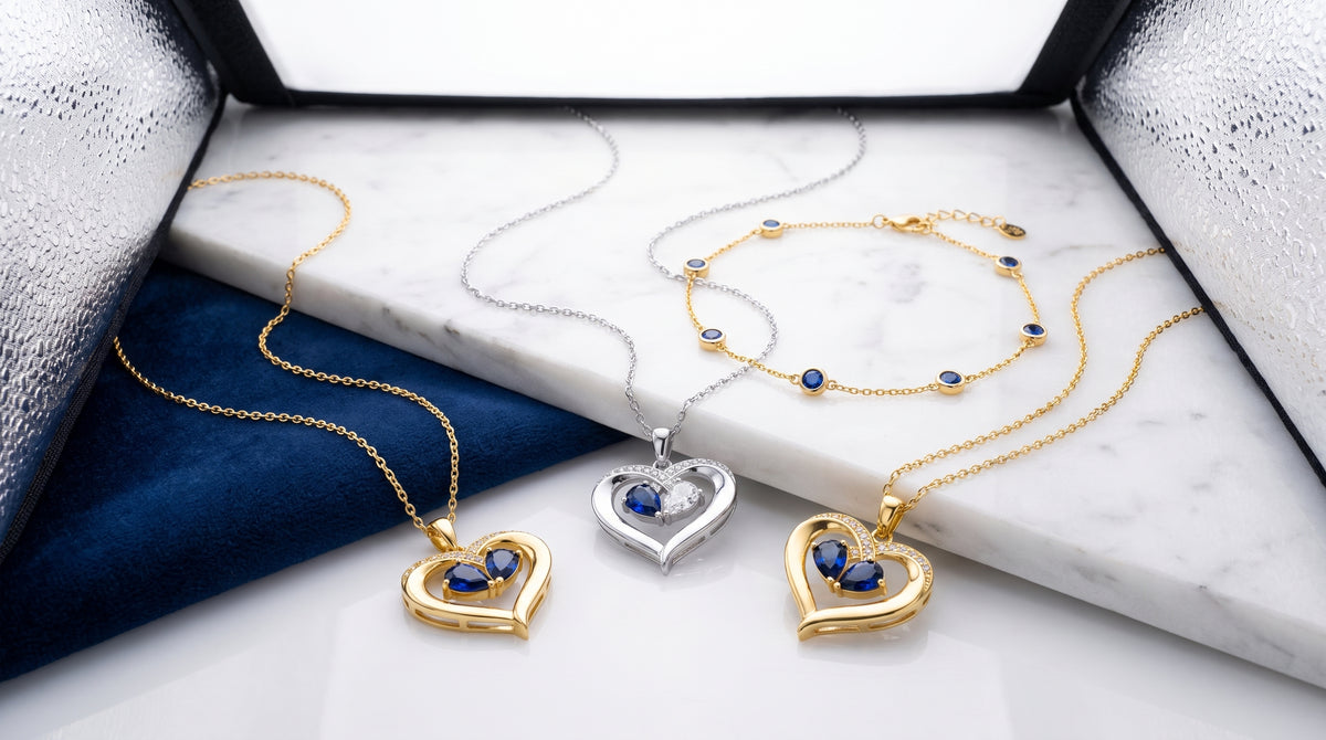 sapphire birthstone jewelry for mom editorial image