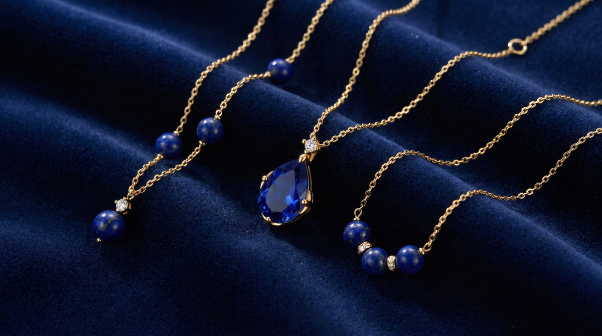 september birthstone necklace gold editorial image