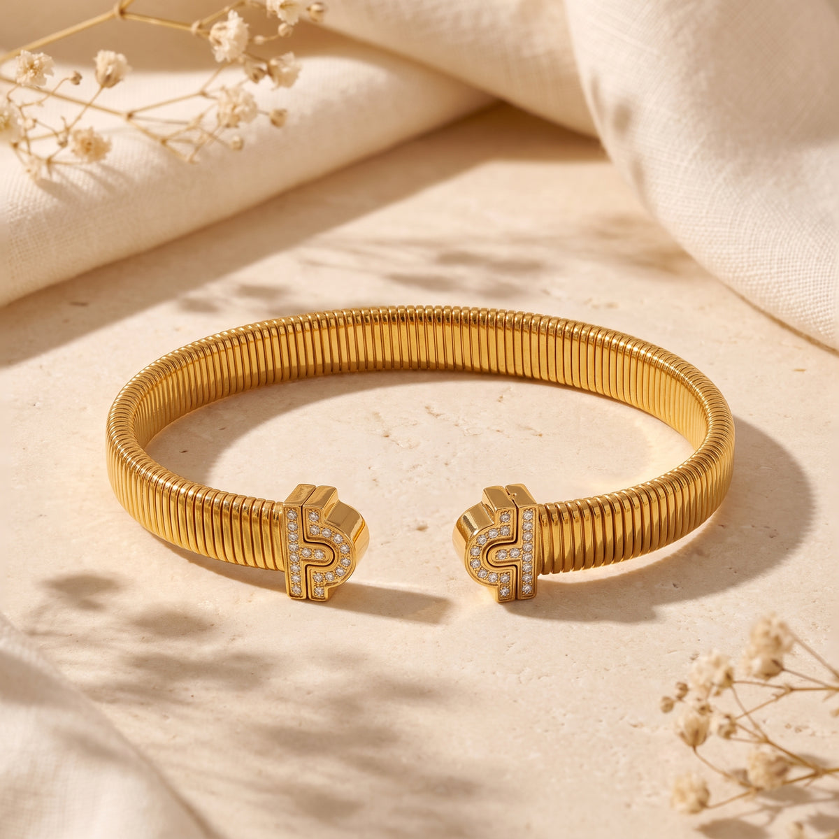 The Ribbed Pave Cuff Bracelet