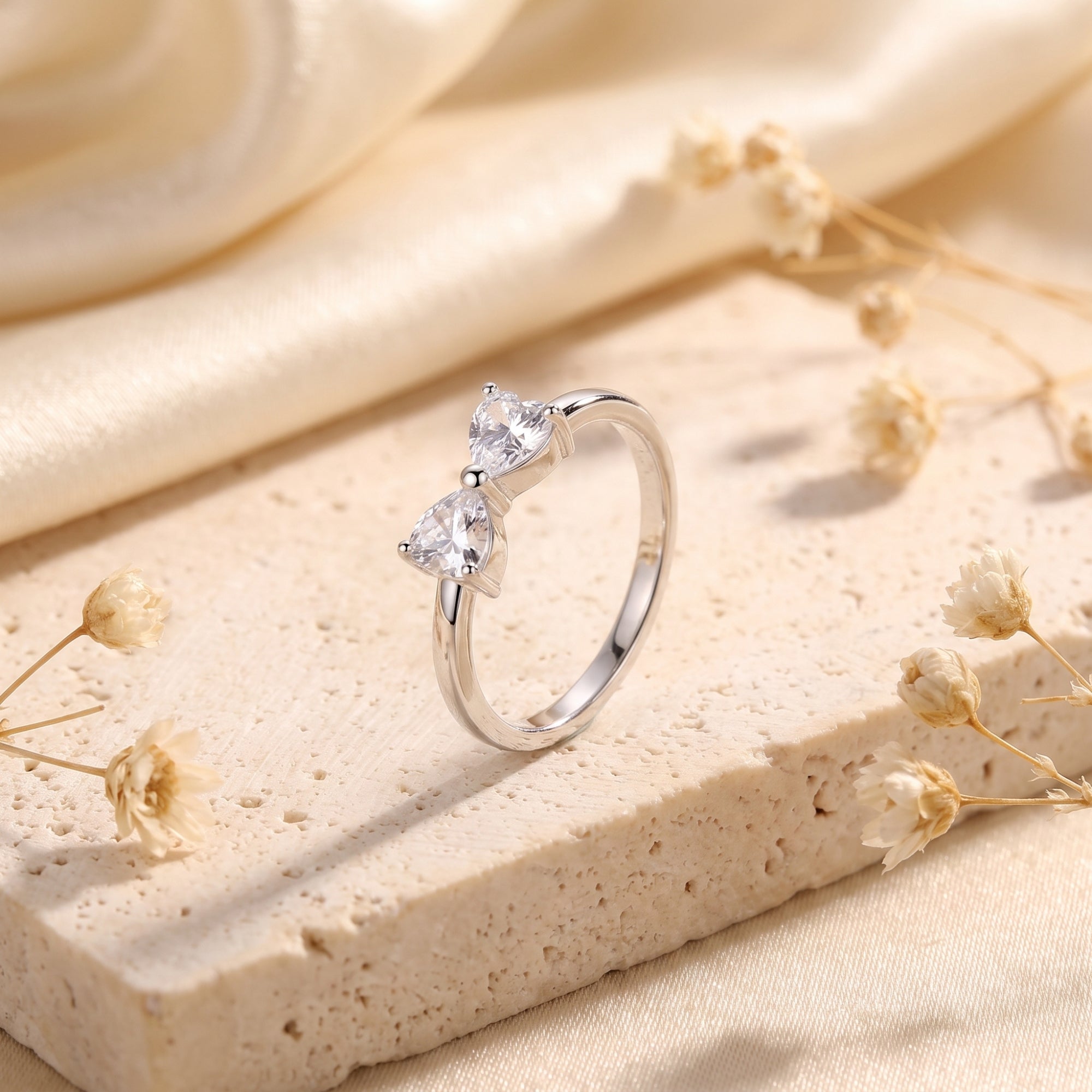 The Twin Heart Bow Ring