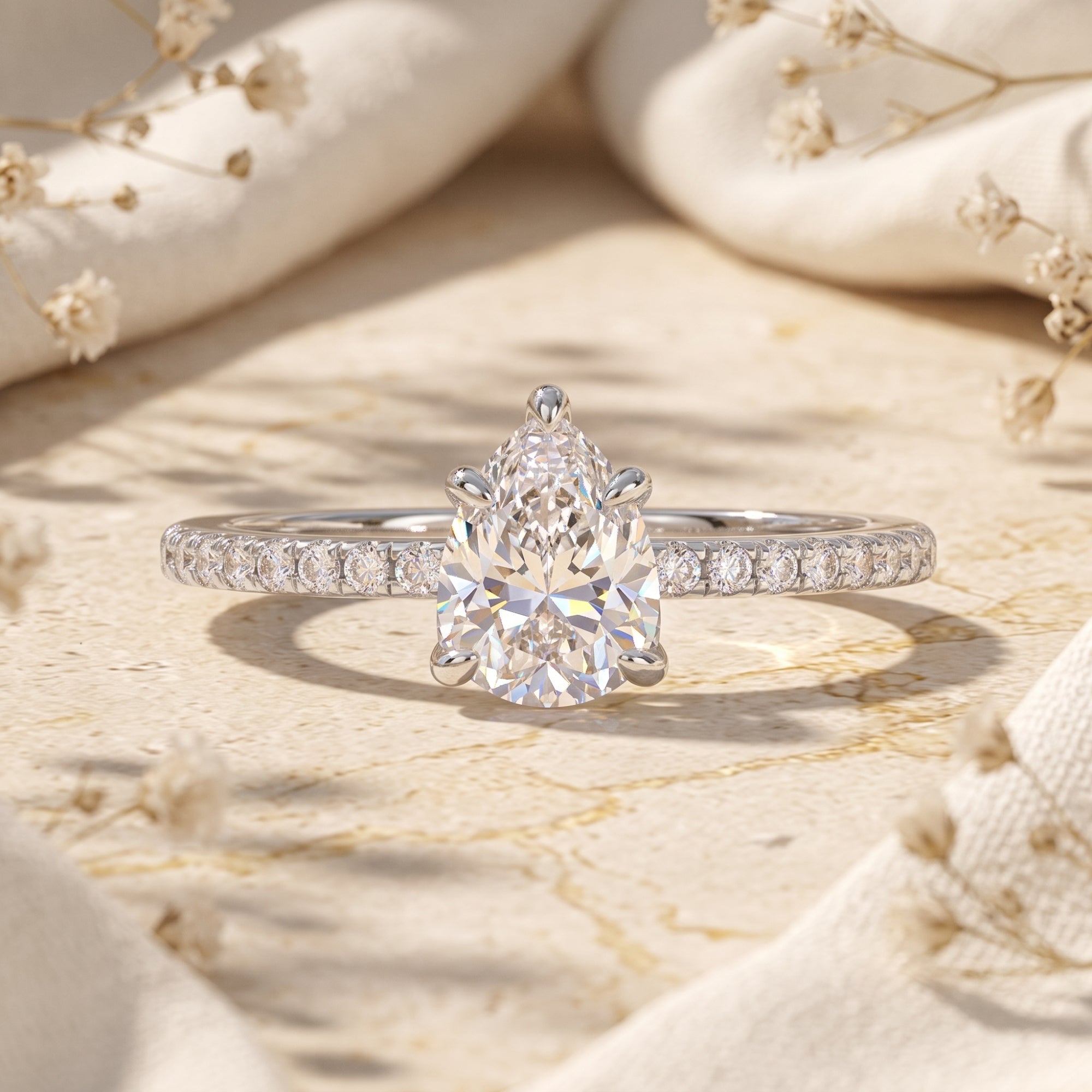 Awareness Avenue Pear CZ Solitaire Ring for Her – 925 Sterling
