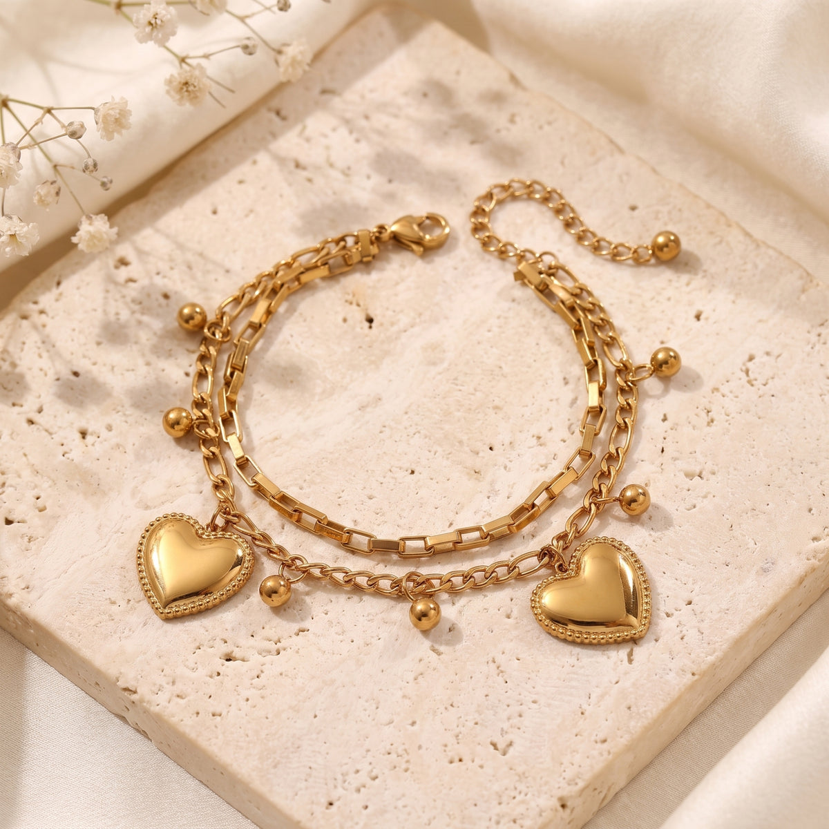 The Duet Heart Charm Bracelet