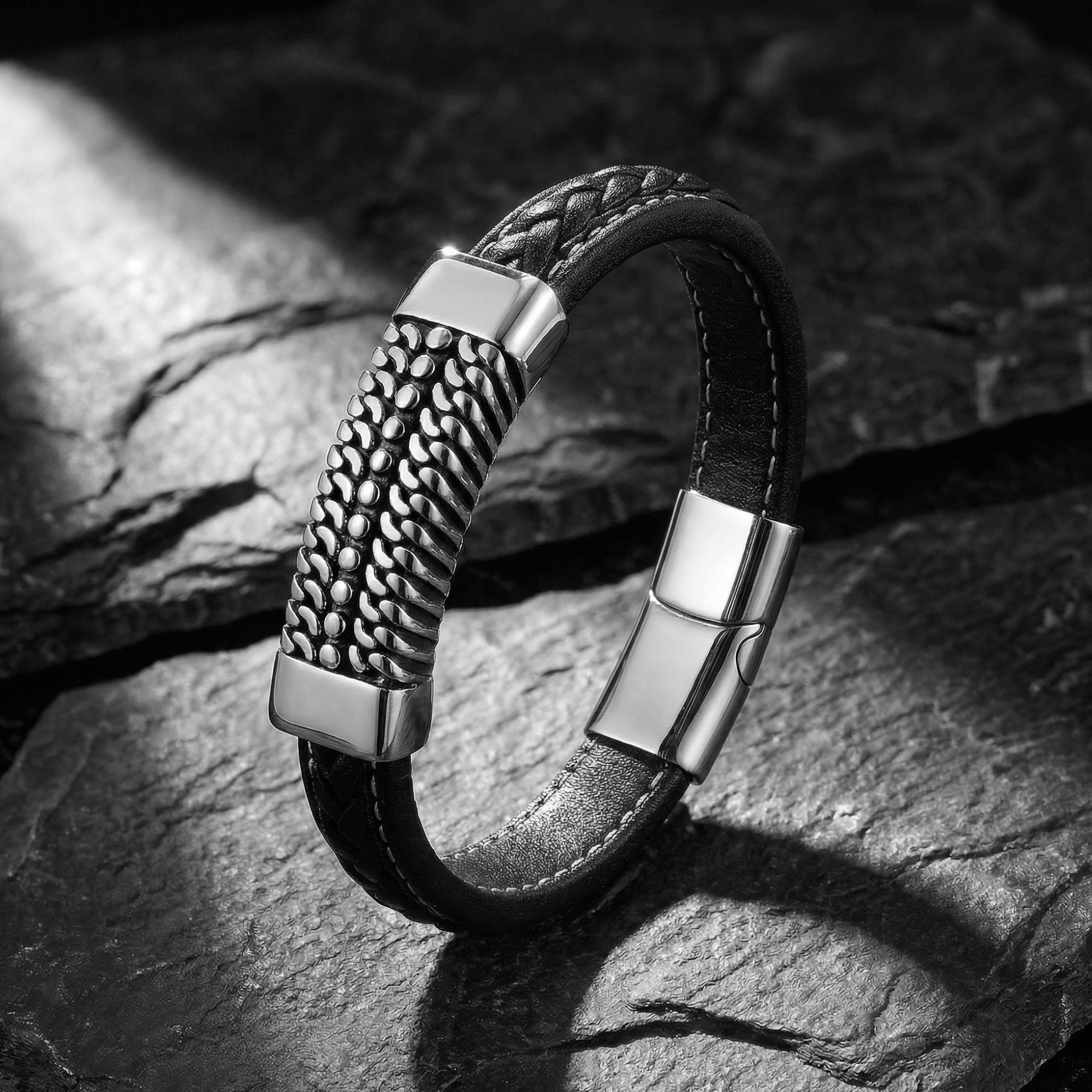 キキ / leather wristband Origin One Men's Leather Bracelet – 316L Swiss Watchmaker Steel