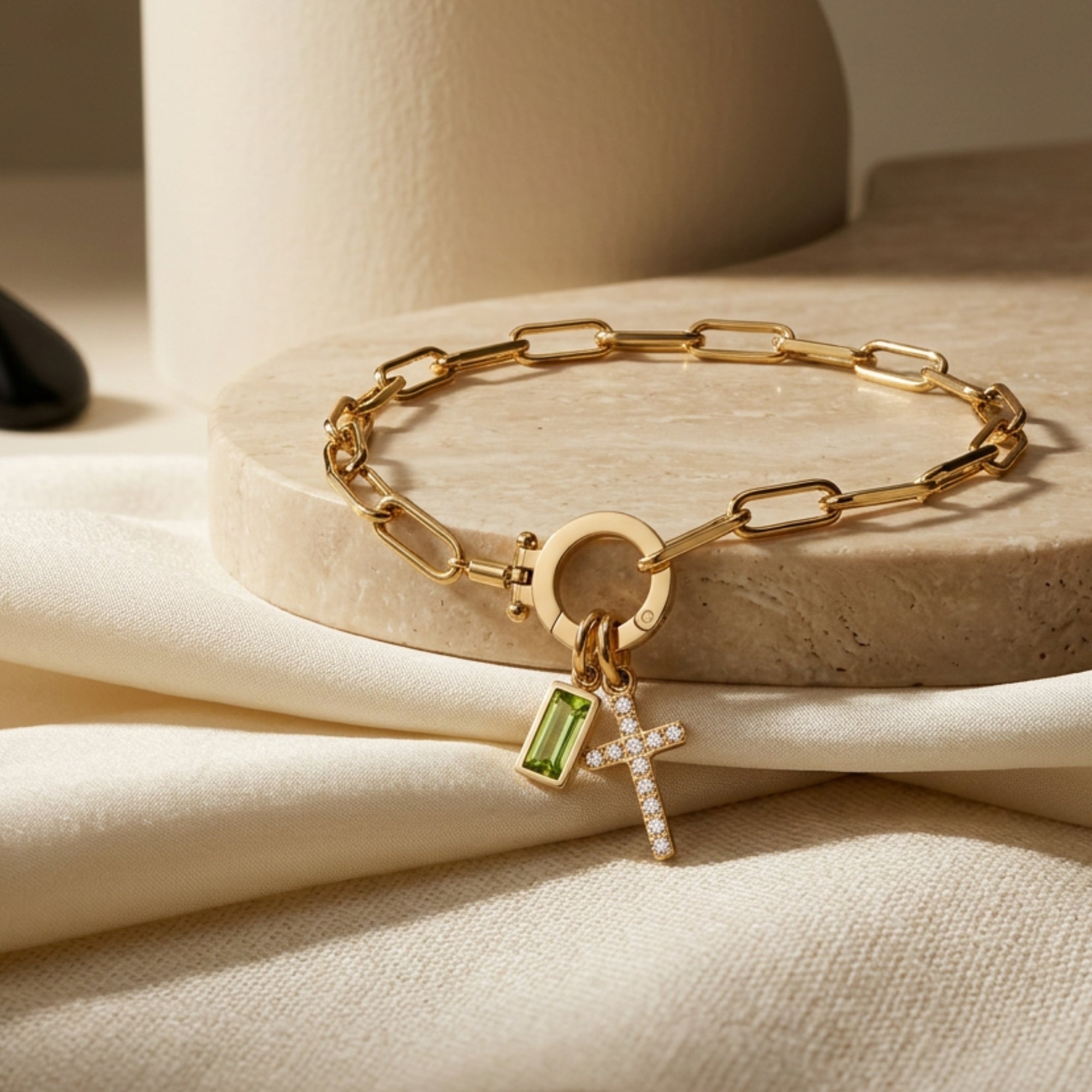 The Faithful Connection Birthstone Cross Bracelet