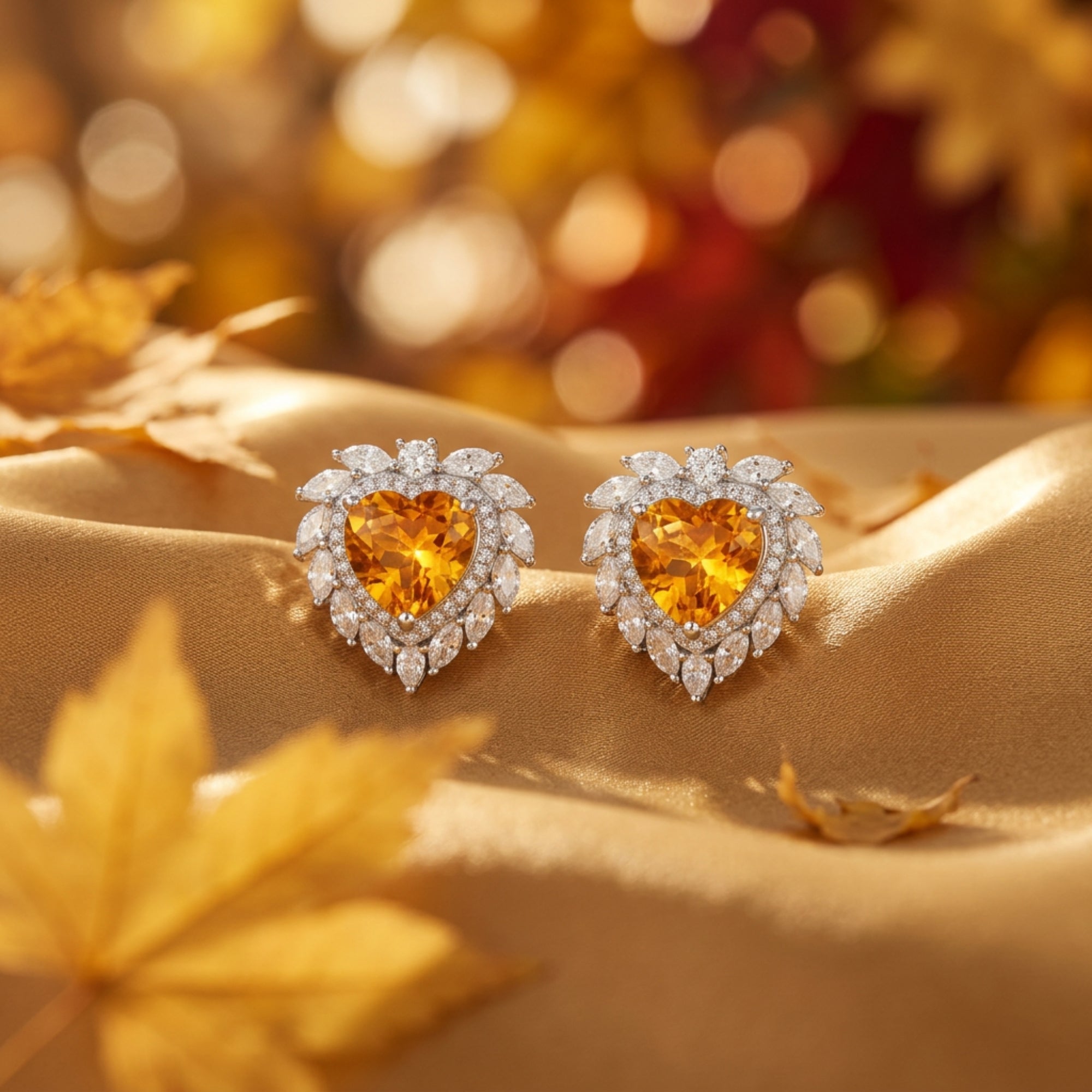 The Arianelle Heart Natural Citrine Earrings