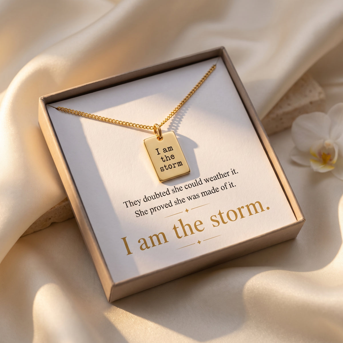 De ketting met gegraveerde hanger in de vorm van een label