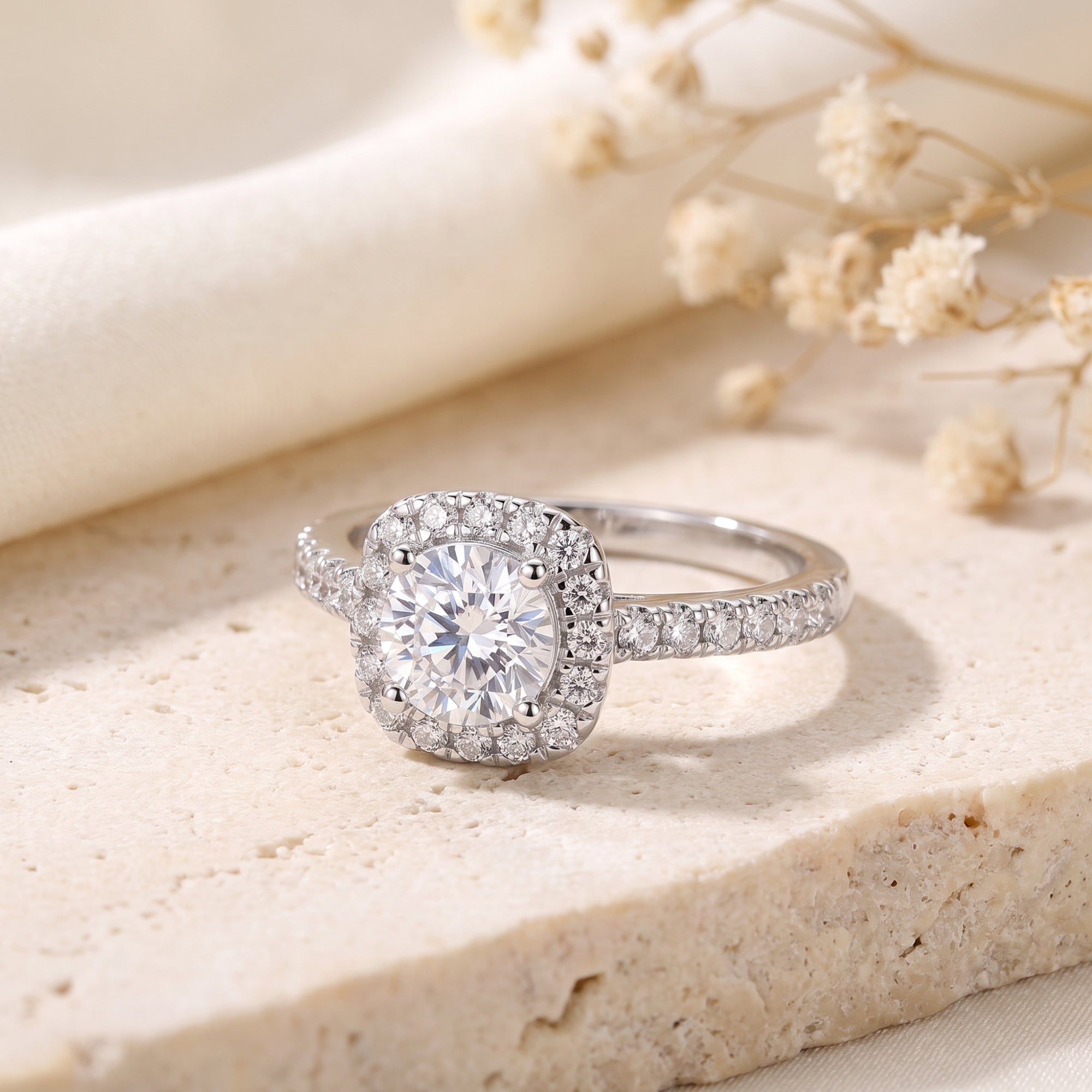 The Astra Cushion Halo Ring