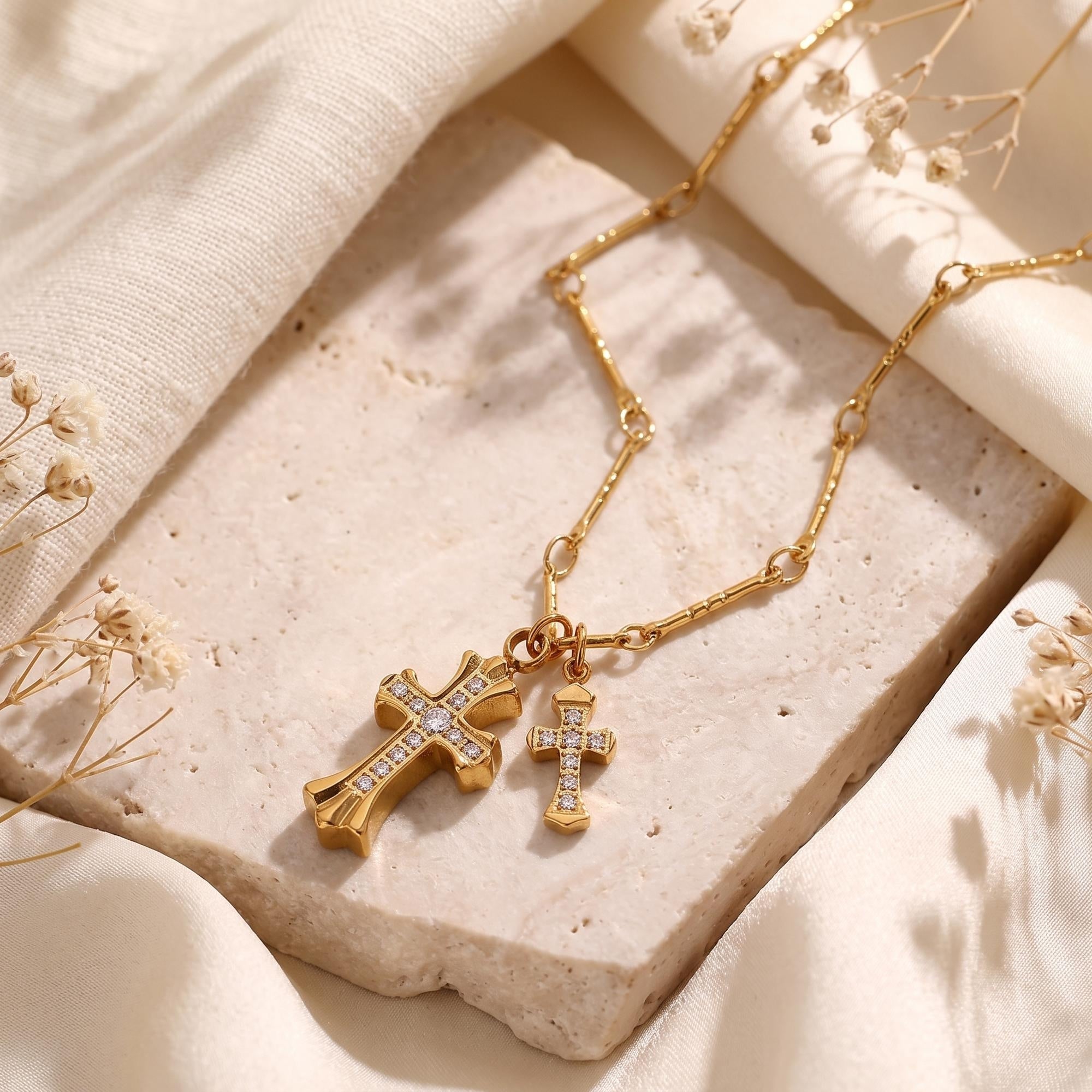 The Double Cross Pendant Necklace