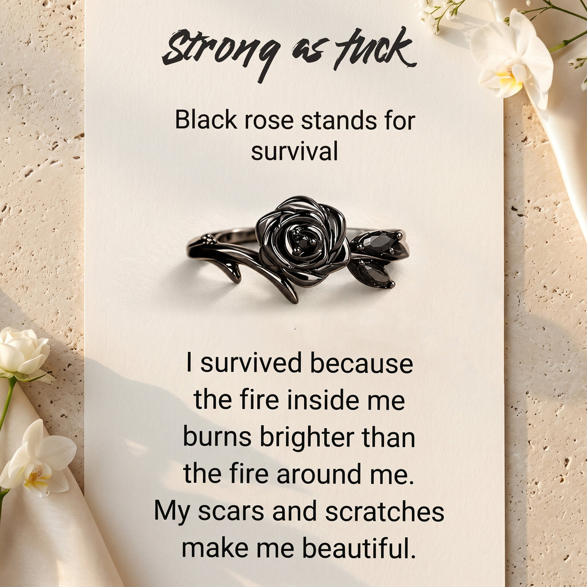 Der Ring mit schwarzer Rose und Ranken