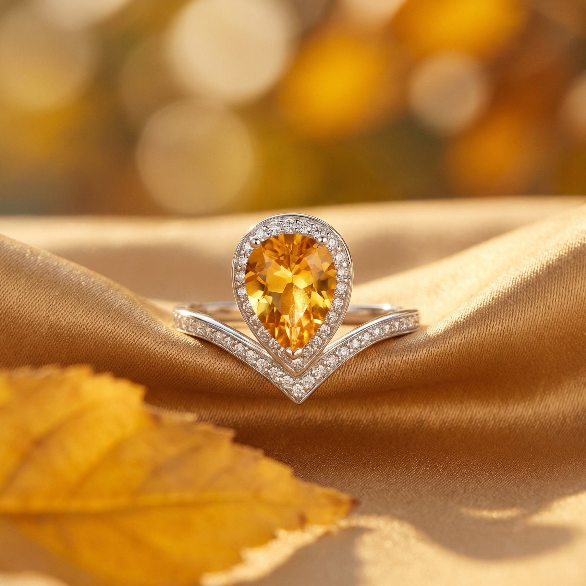 The Zinnia Pear Natural Citrine Ring