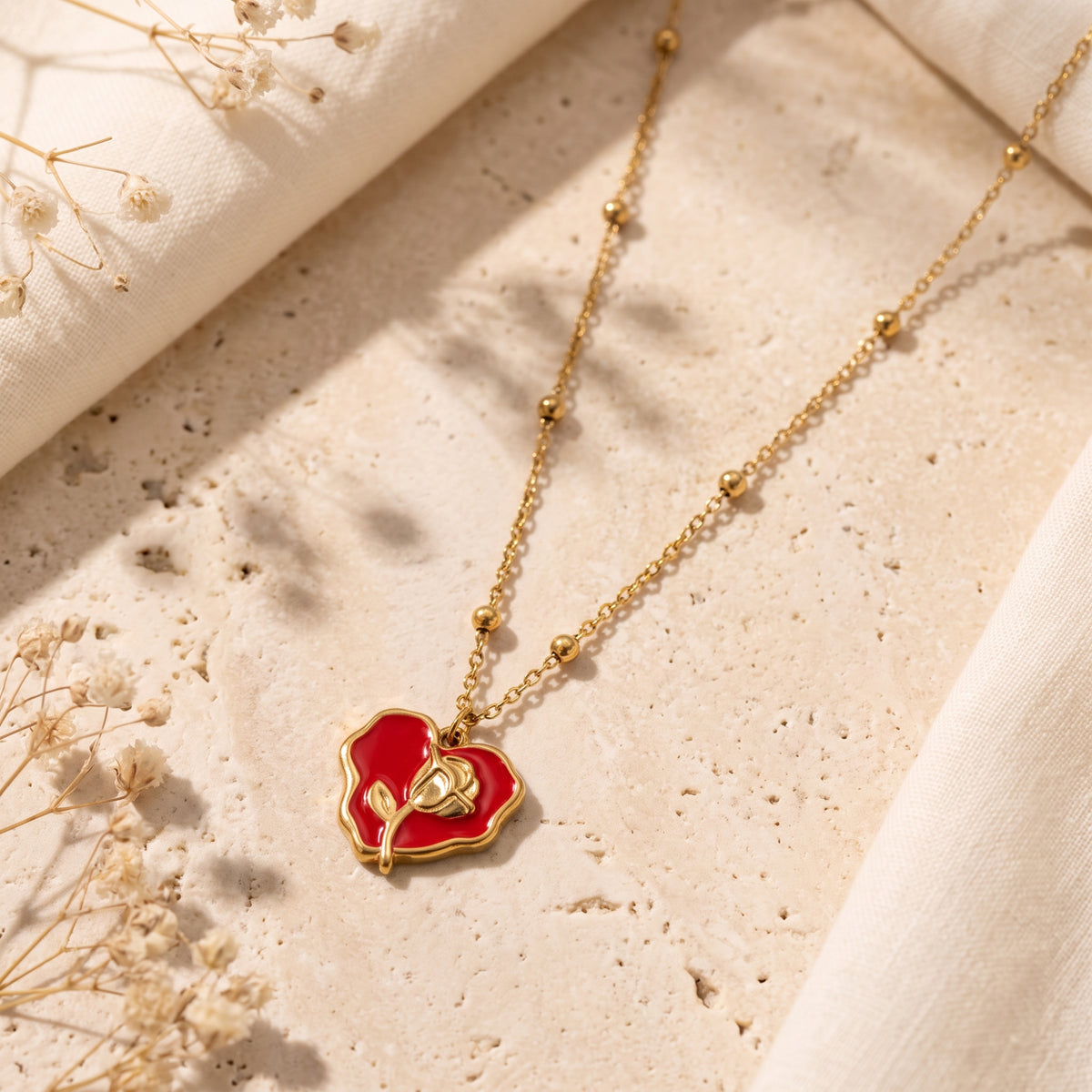 The Scarlet Rose Heart Necklace