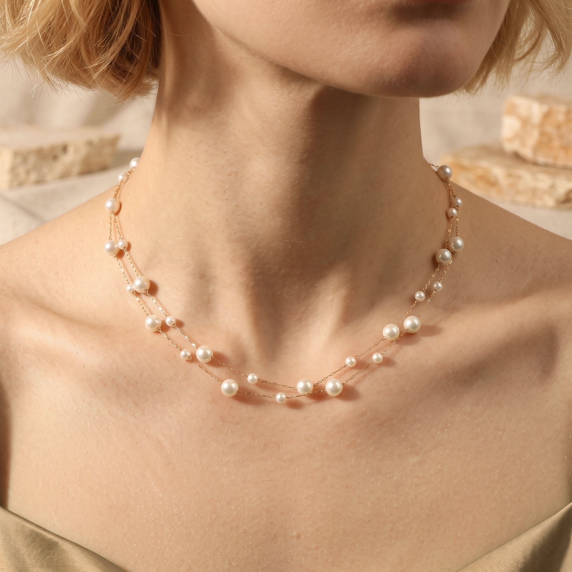 The Celeste Double Pearl Necklace