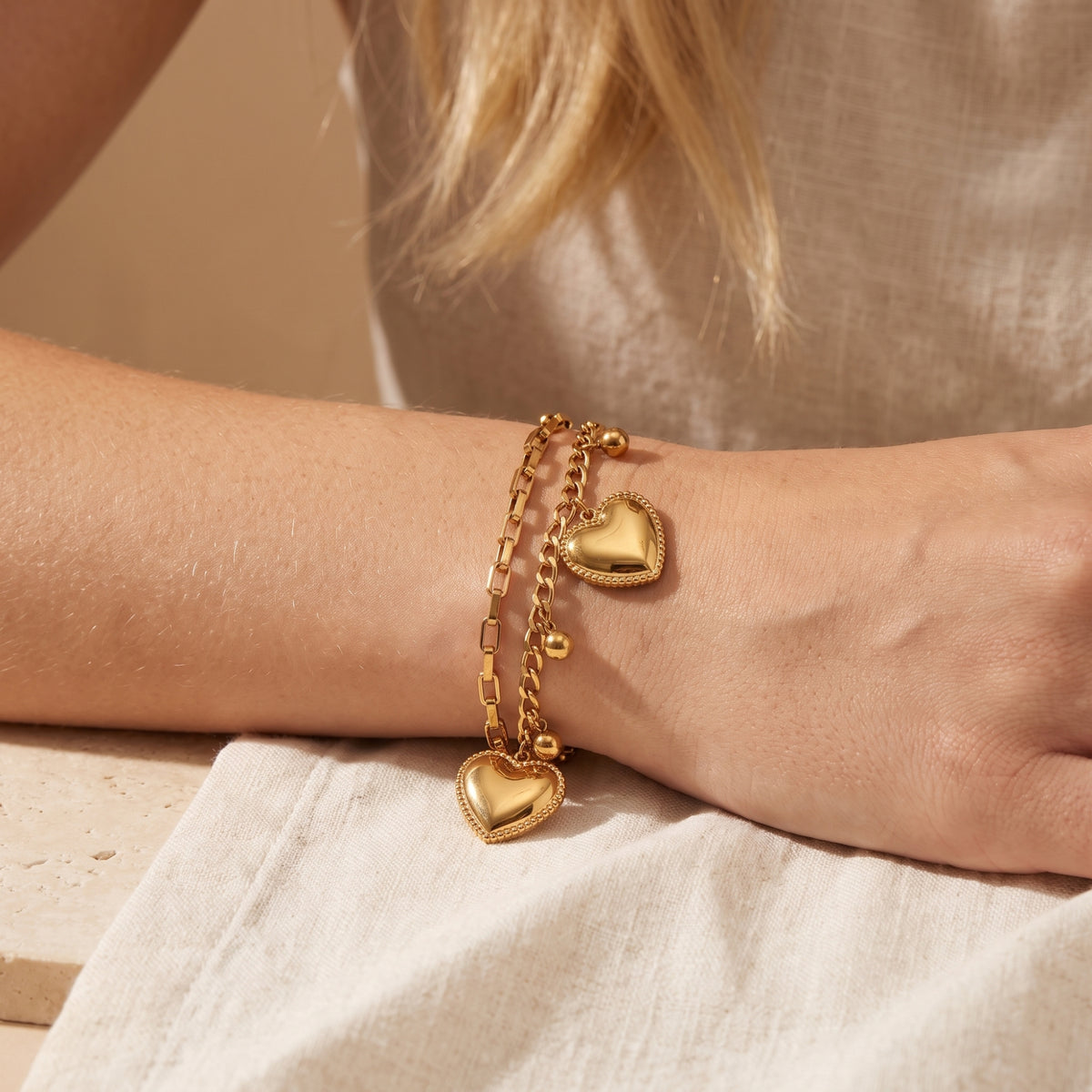 The Duet Heart Charm Bracelet