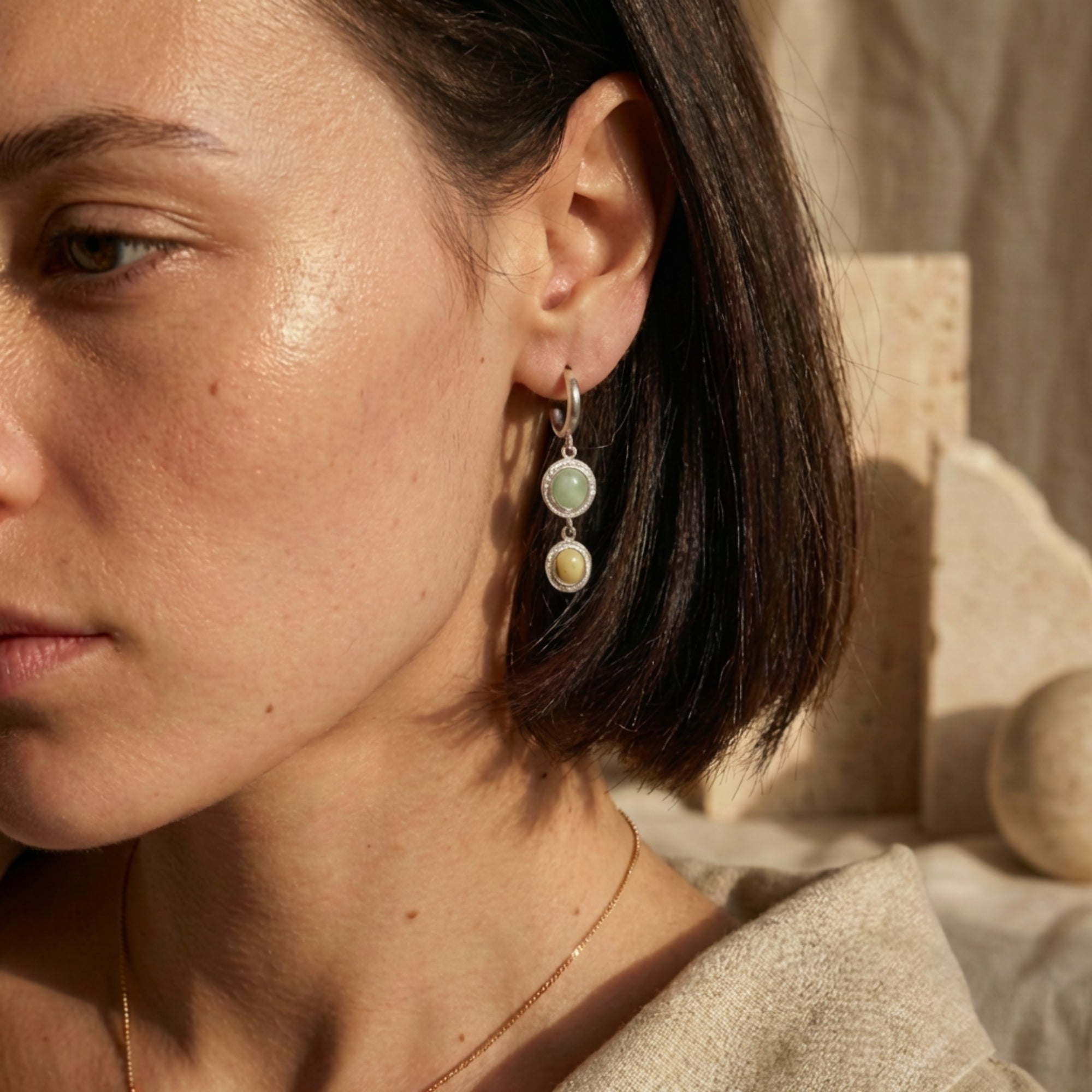 The Gaia Amulet Prehnite & Citrine Earrings