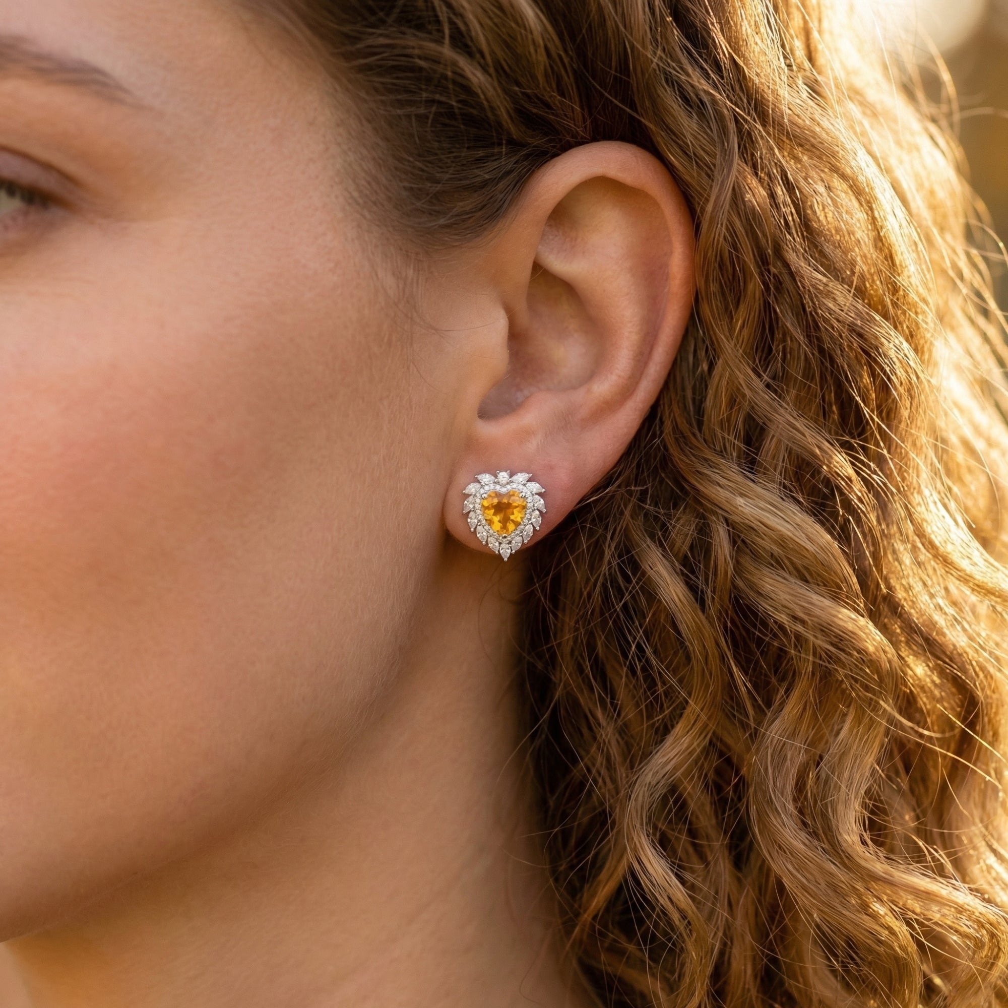 The Arianelle Heart Natural Citrine Earrings