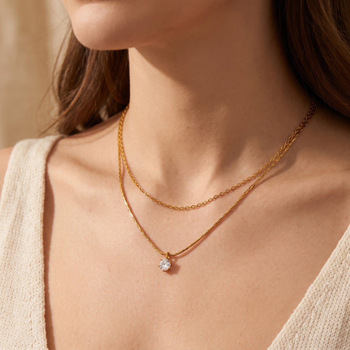 The Double Strand Pendant Necklace