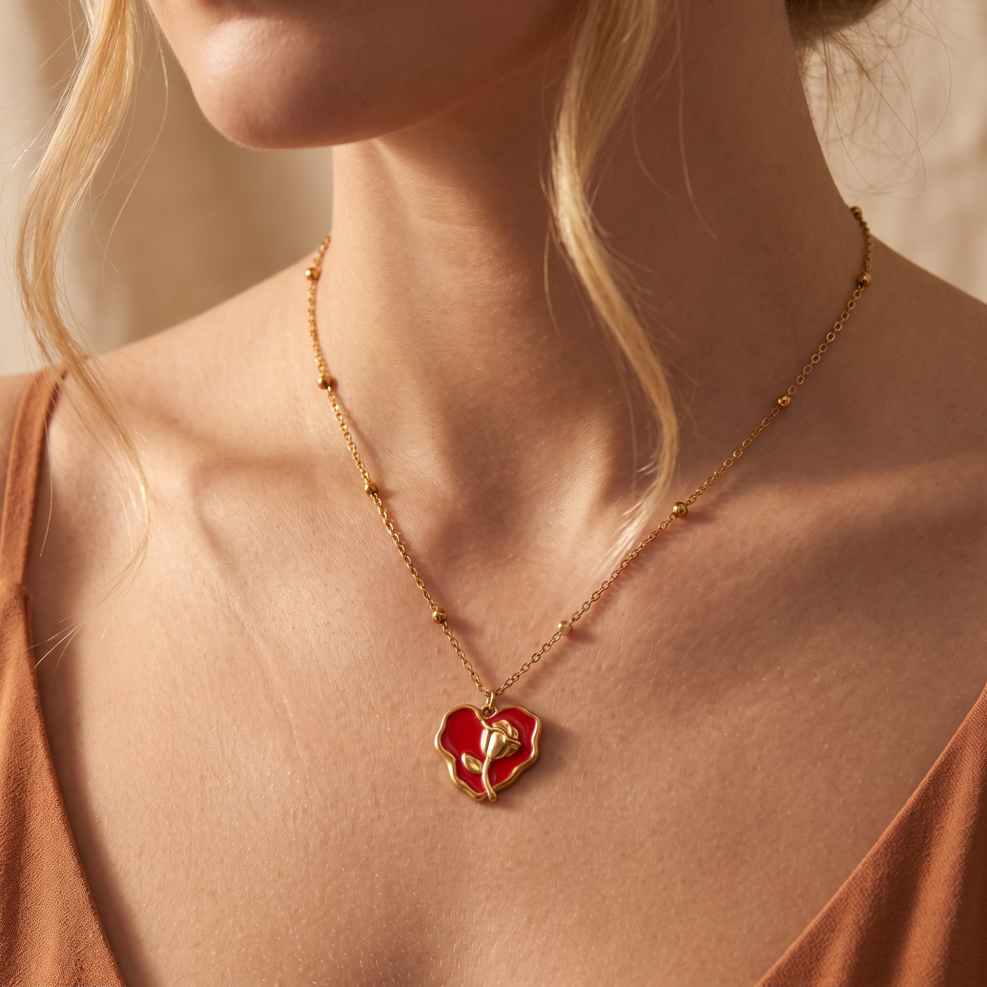 The Scarlet Rose Heart Necklace