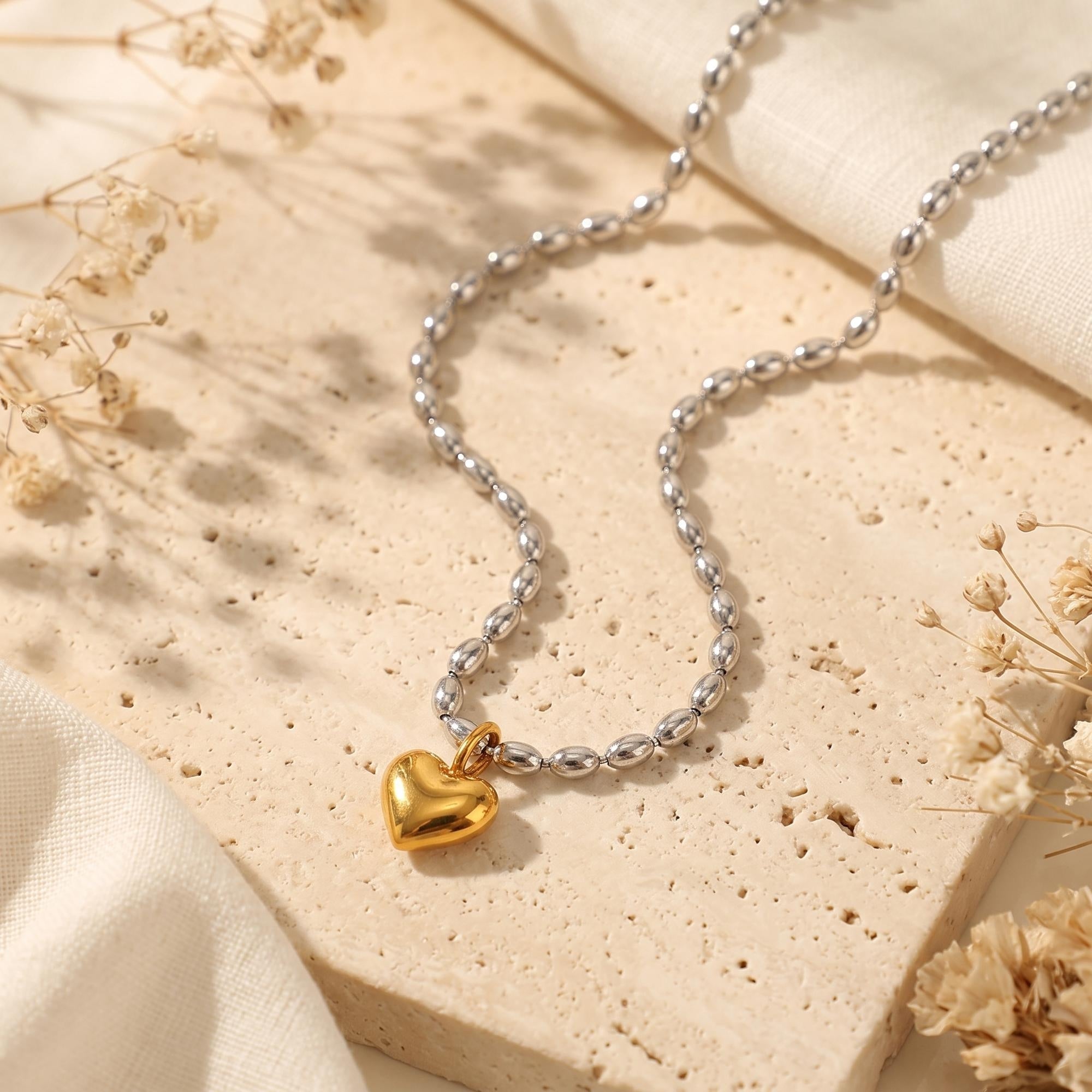 The Puffed Heart Bead Necklace
