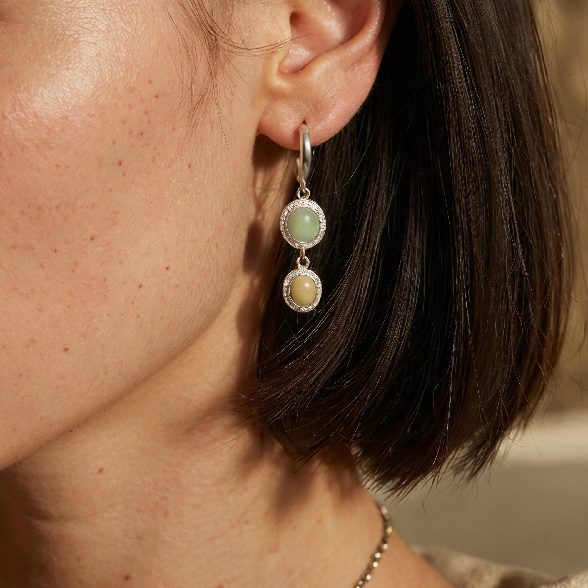 The Gaia Amulet Prehnite & Citrine Earrings