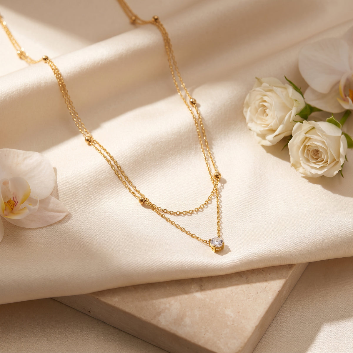 The Double Chain Solitaire Necklace
