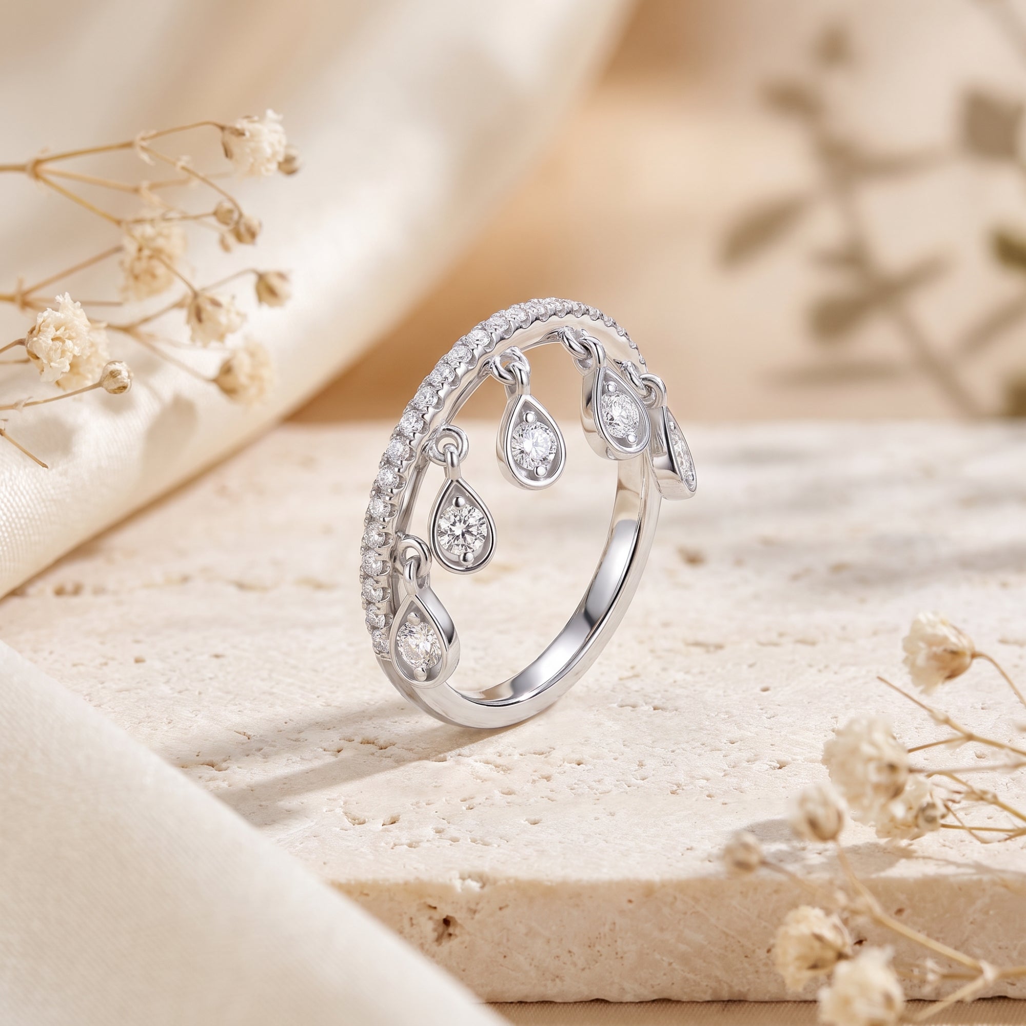 The Cascade Teardrop Ring