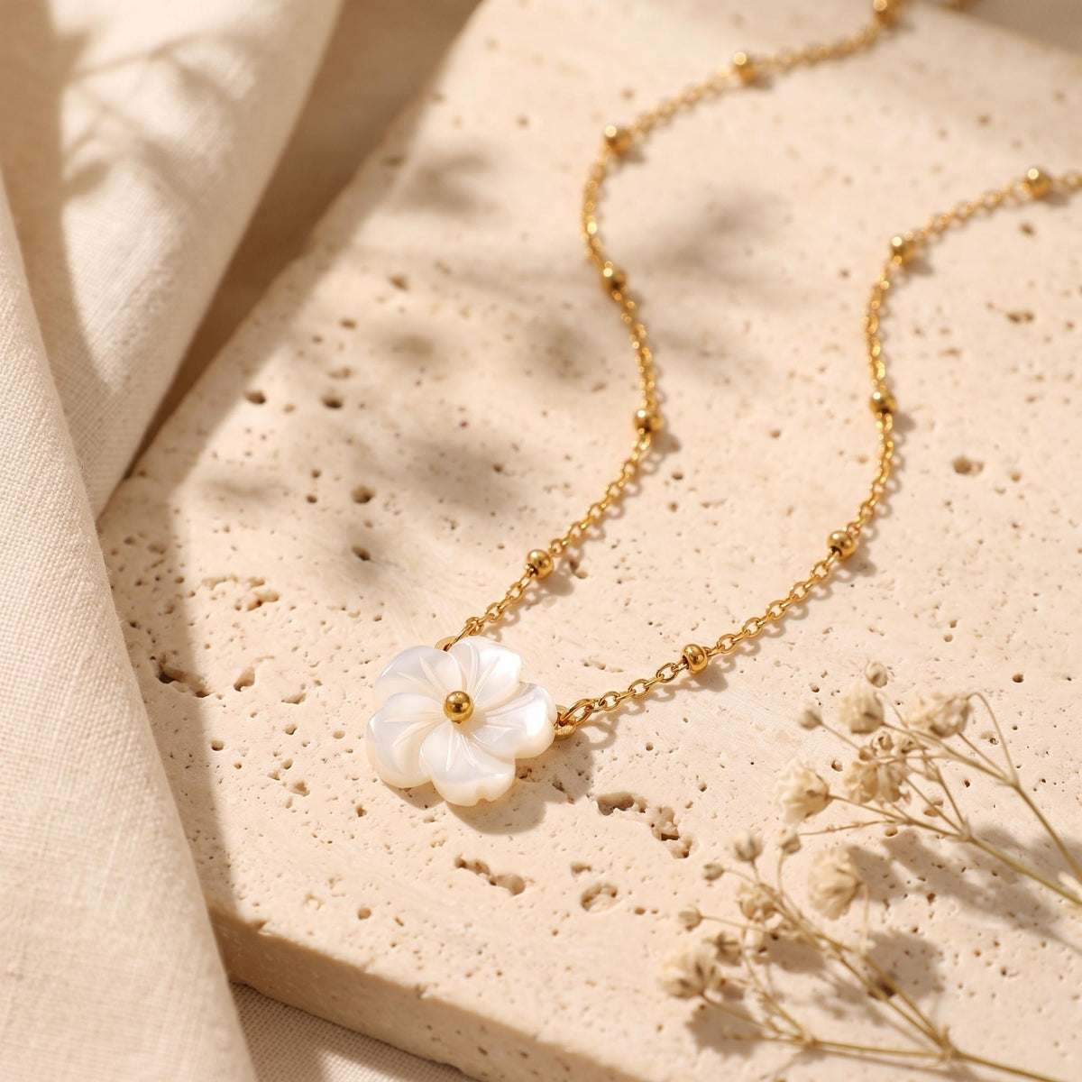 The Carved Floral Station Necklace
