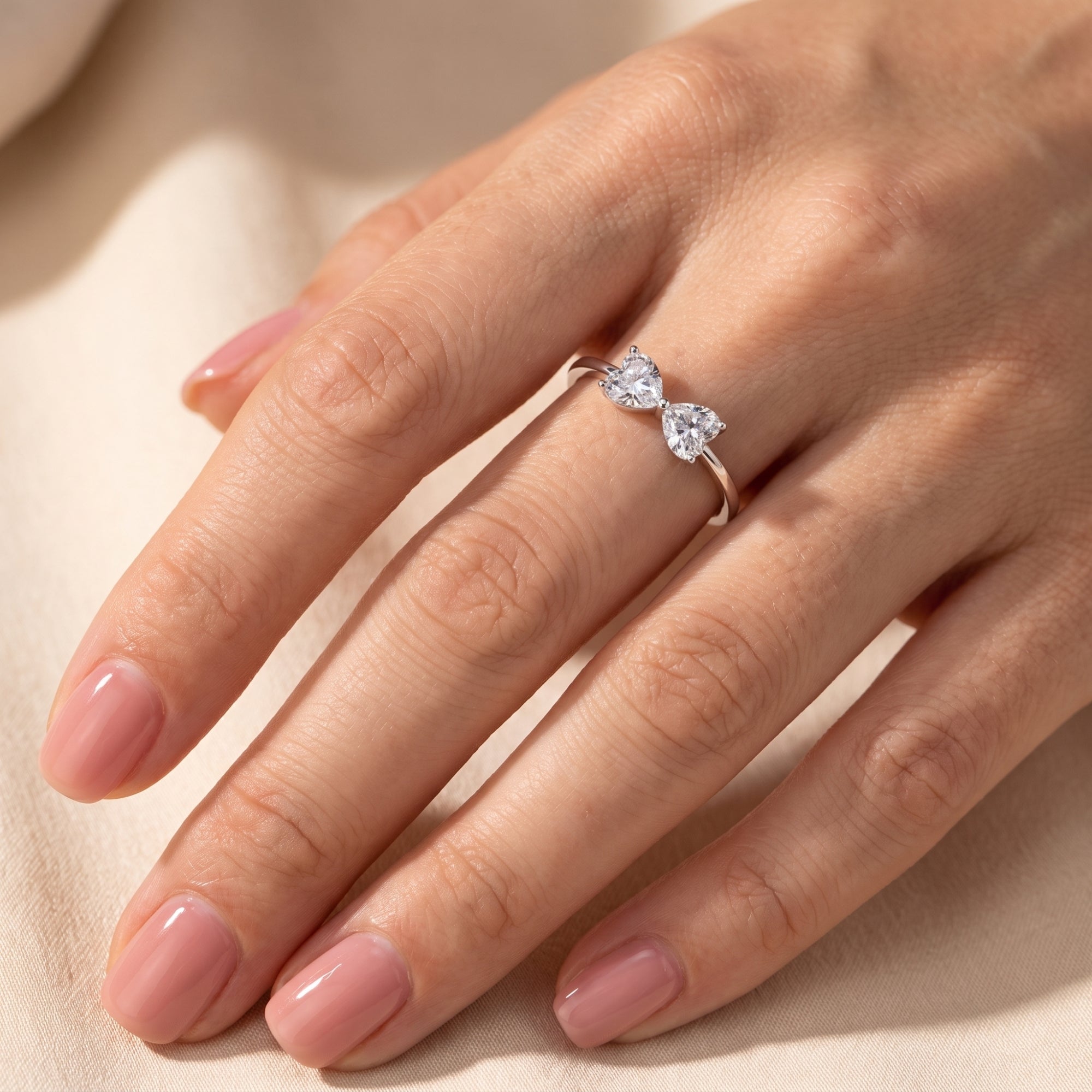 The Twin Heart Bow Ring