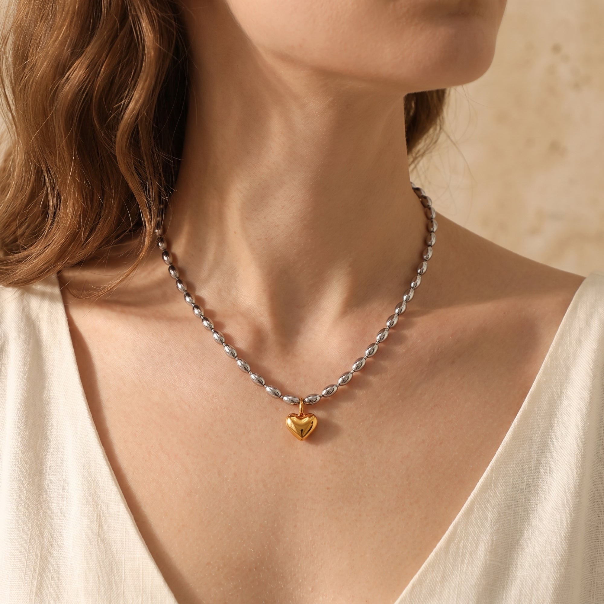 The Puffed Heart Bead Necklace