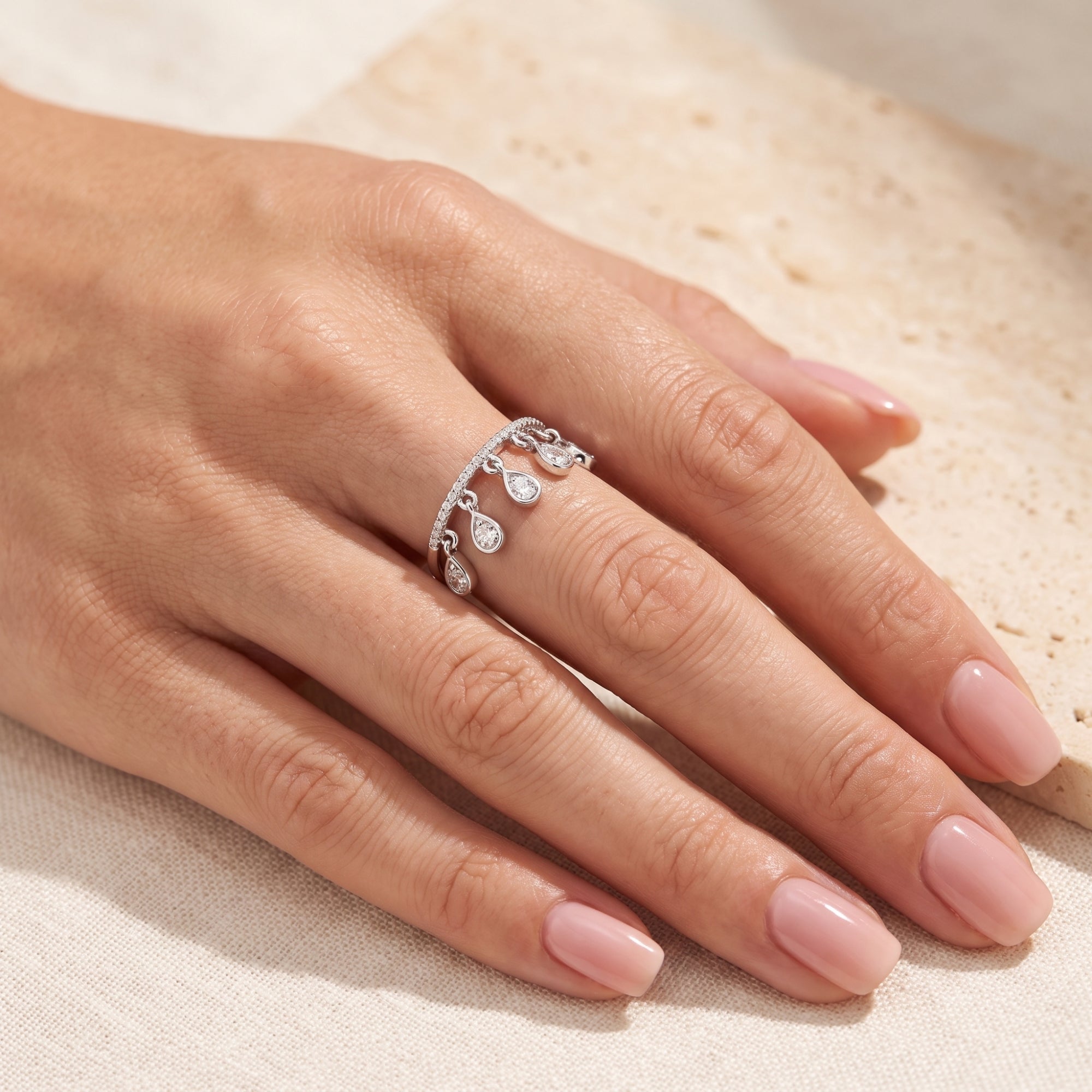 The Cascade Teardrop Ring