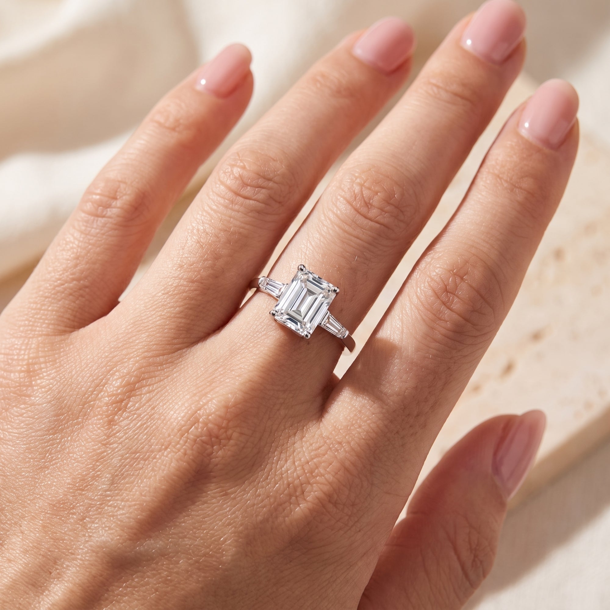The Adeline Emerald Three-Stone Ring