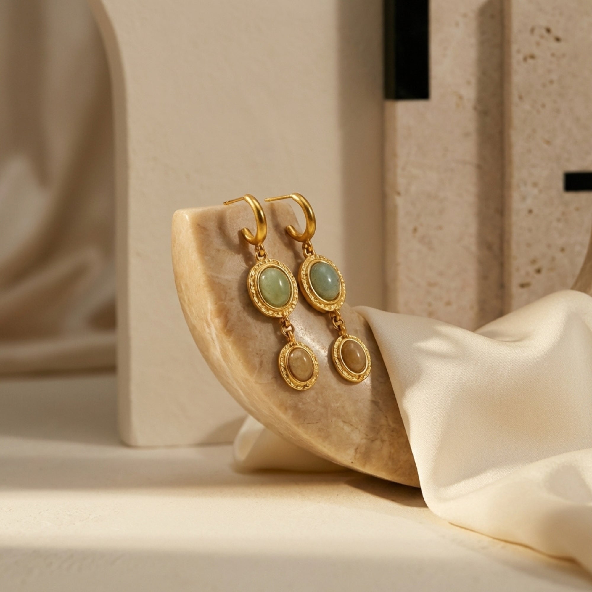 The Gaia Amulet Prehnite & Citrine Earrings