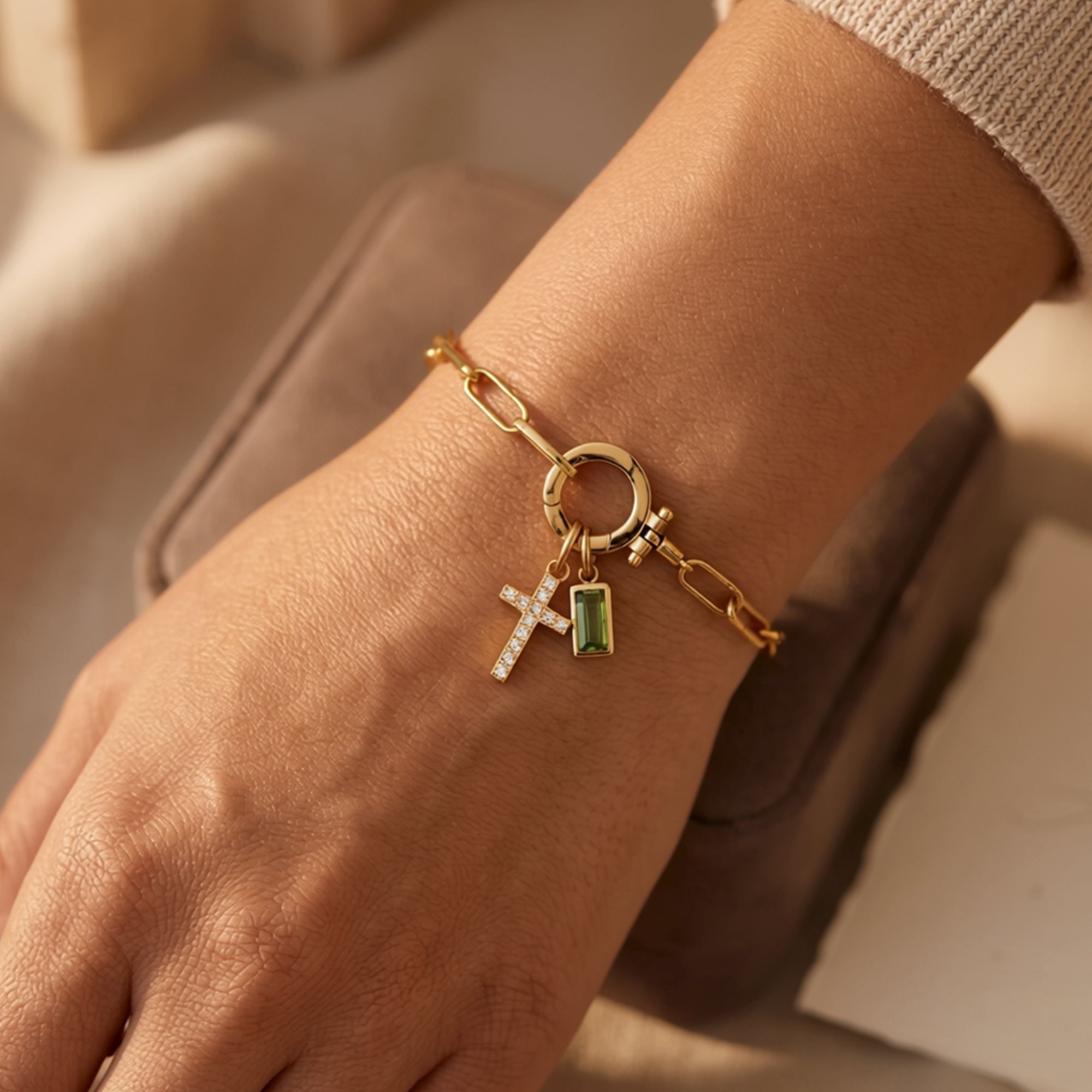 The Faithful Connection Birthstone Cross Bracelet