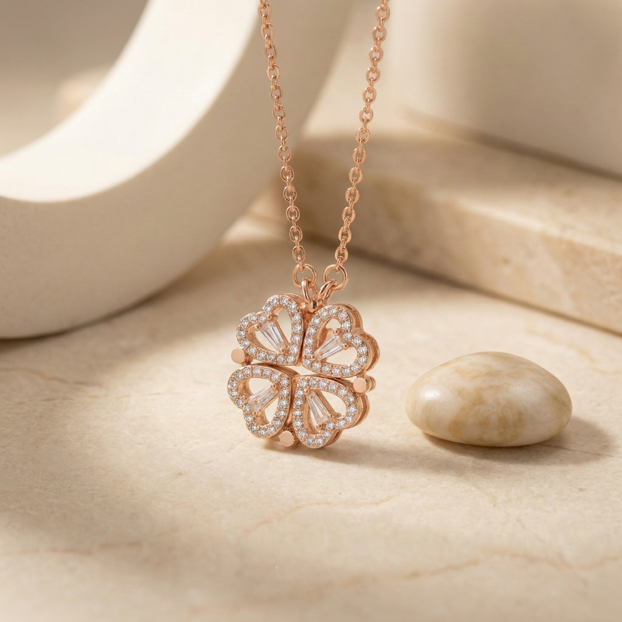 The 'Everlasting Hearts' Clover Necklace