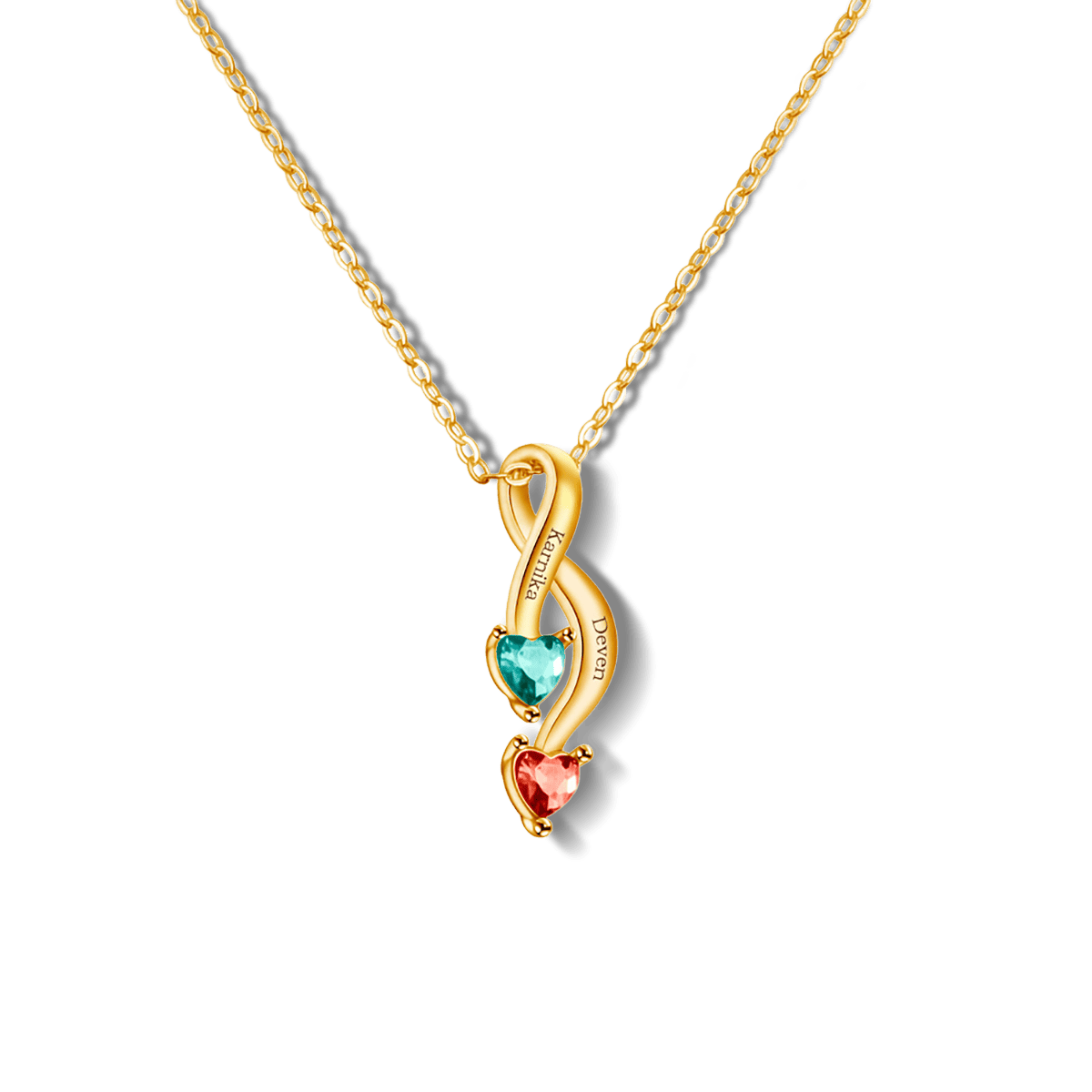 Personalized Infinity Birthstones Necklace - Stainless Steel