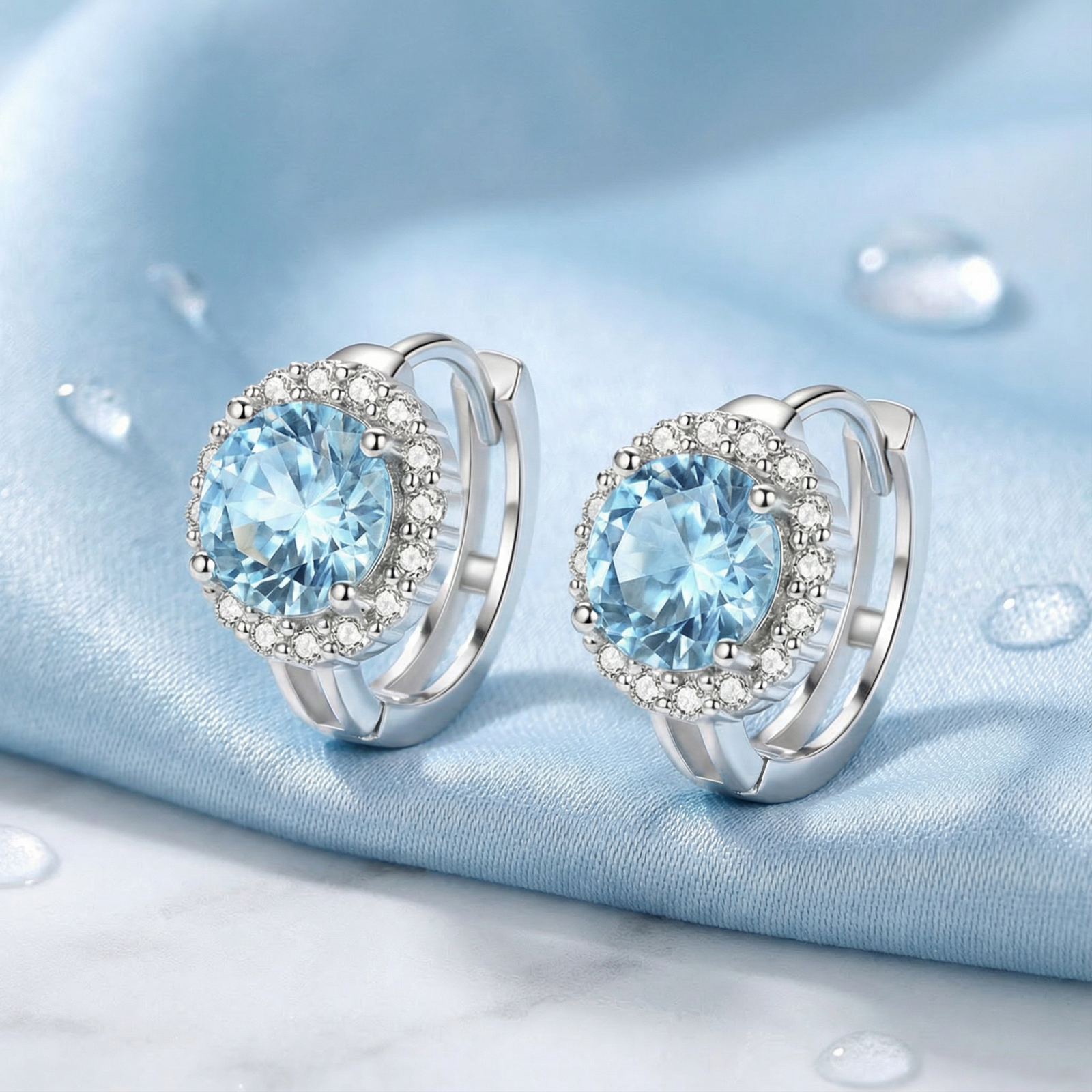 The Aquitaine Halo Drops - S925 Sterling Silver