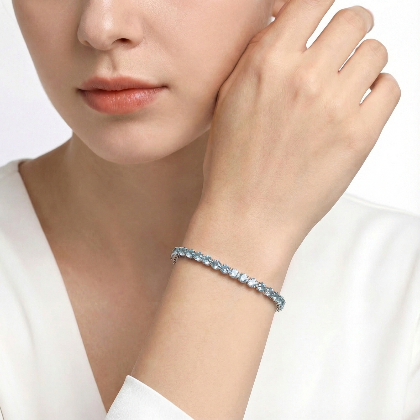 The Thalassa Azure Tennis Bracelet - Stainless Steel