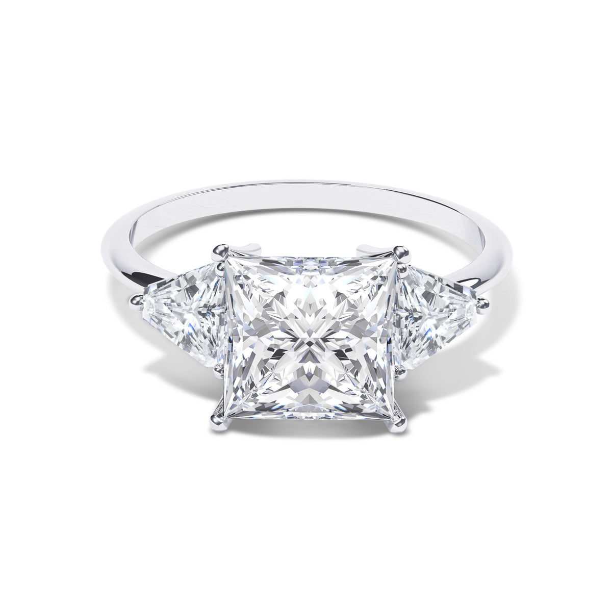 The Emily Three Stone Moissanite Diamond Ring | 1-5CT Princess Cut ...