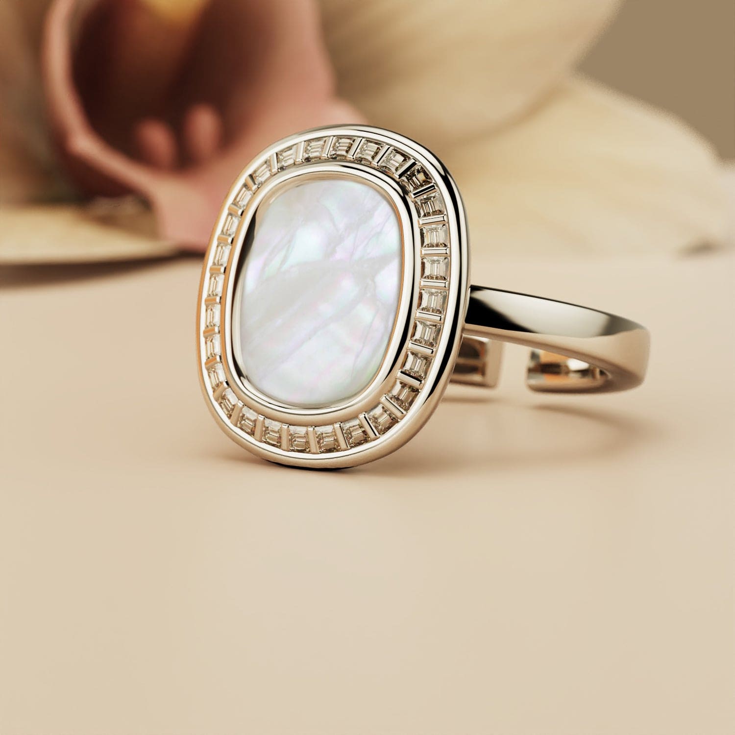 Pearlescent Dream: Mother of Pearl Ring - S925 Sterling Silver